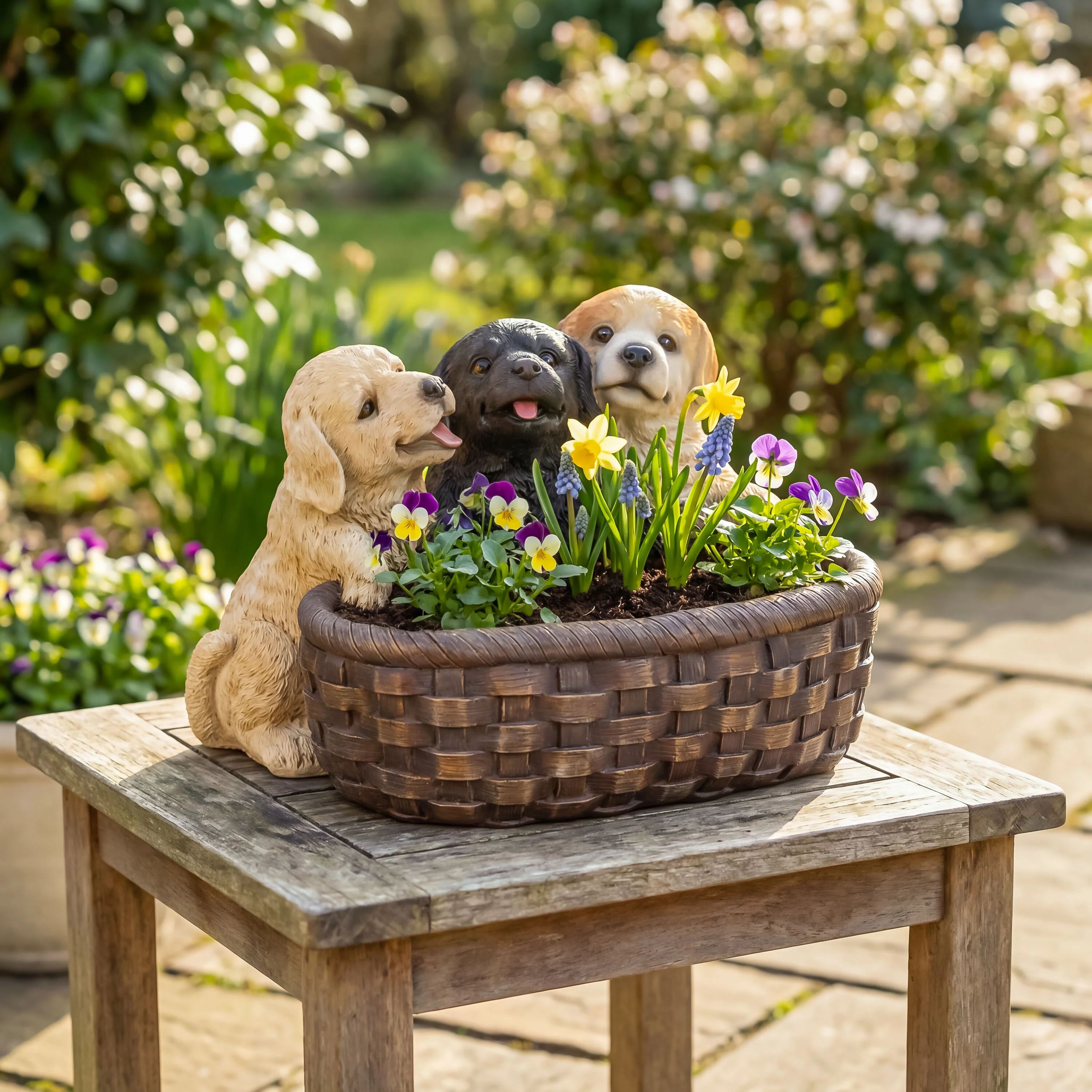 Puppies and Basket Resin Planter - Image 9
