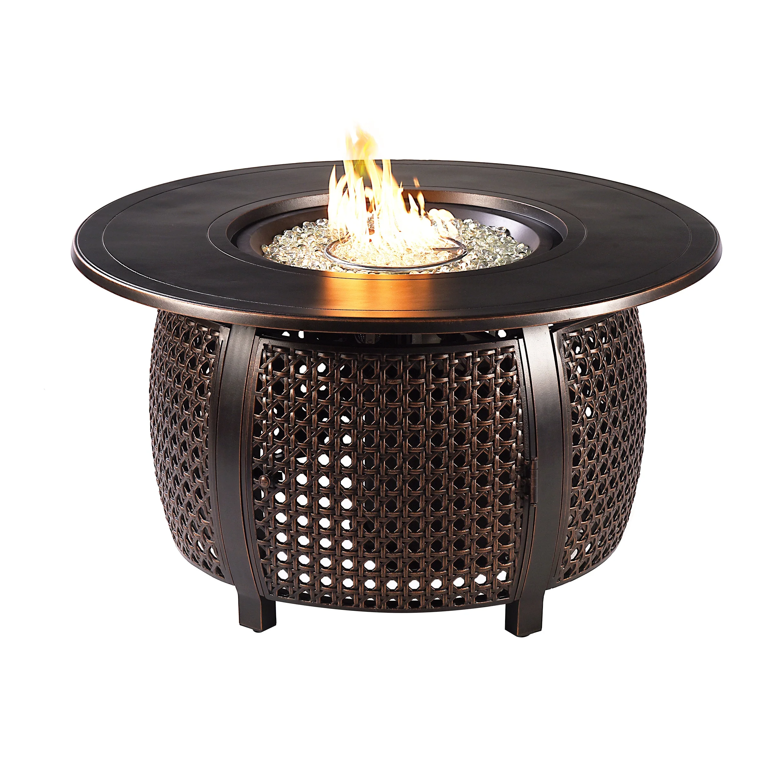 Black Aluminum Fire Table Set with Four Deep Seating Loveseats - Image 4