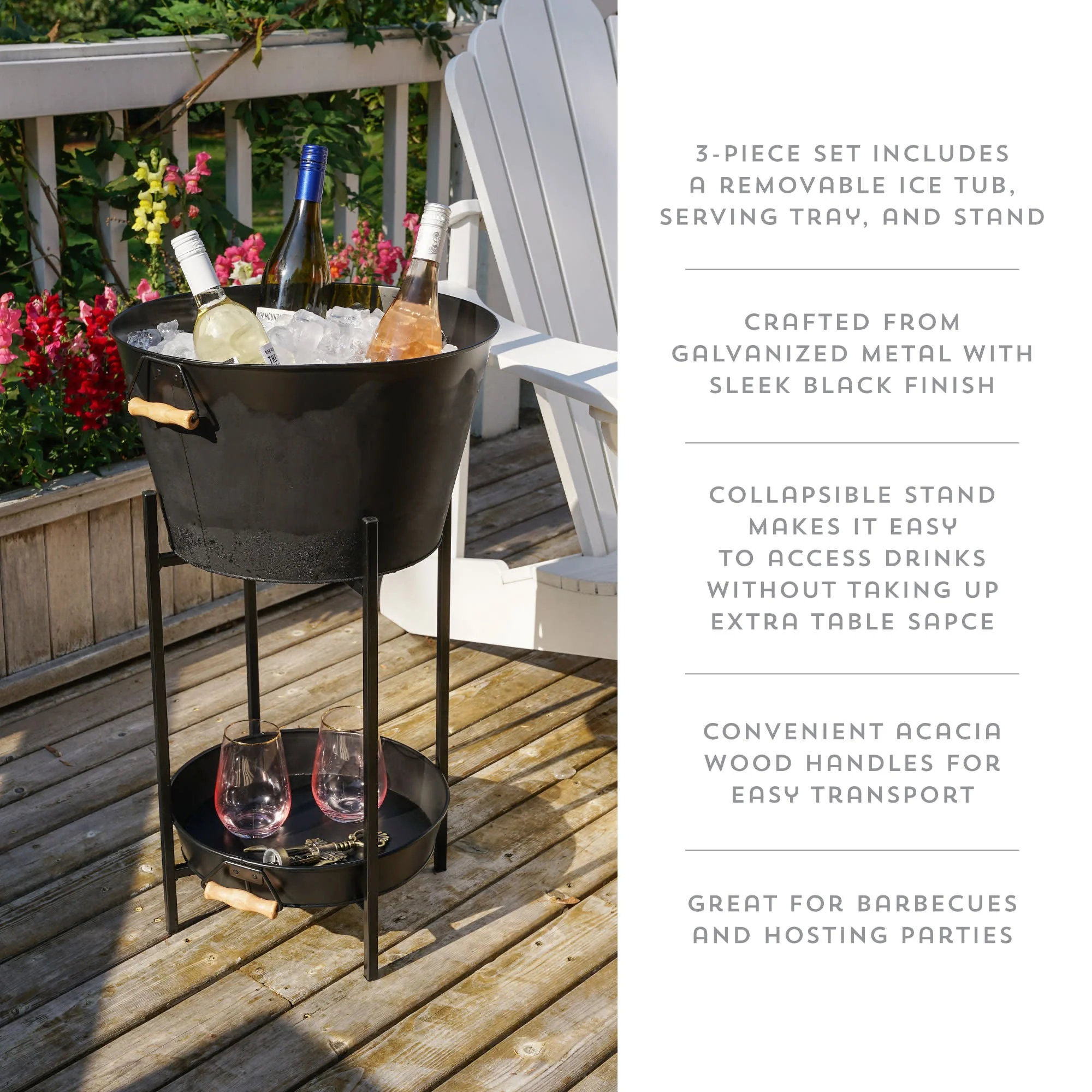 Black Beverage Tub with Stand & Tray - Image 5