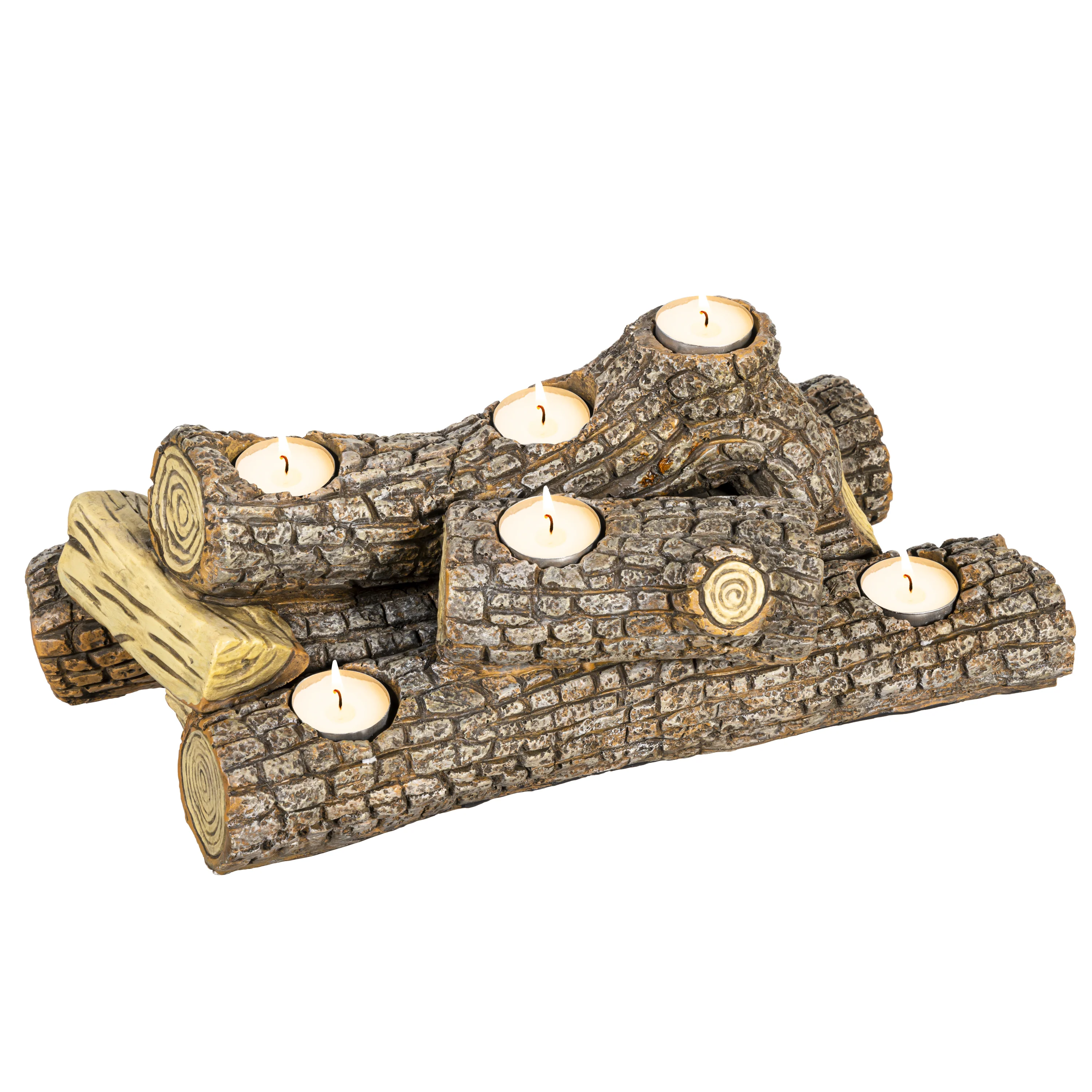 Resin Oak Logs Hearth Candle Holder - Image 6