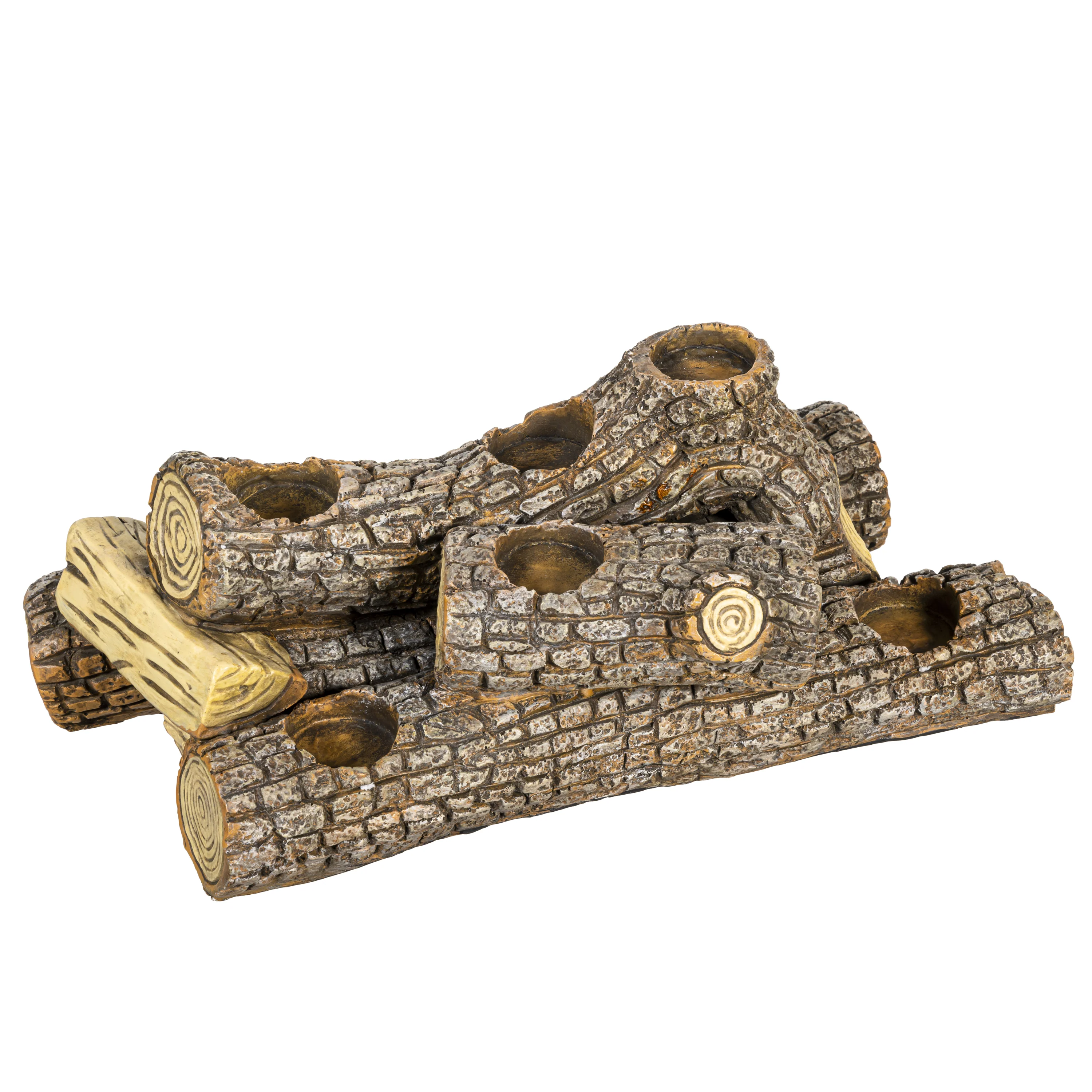Resin Oak Logs Hearth Candle Holder - Image 7