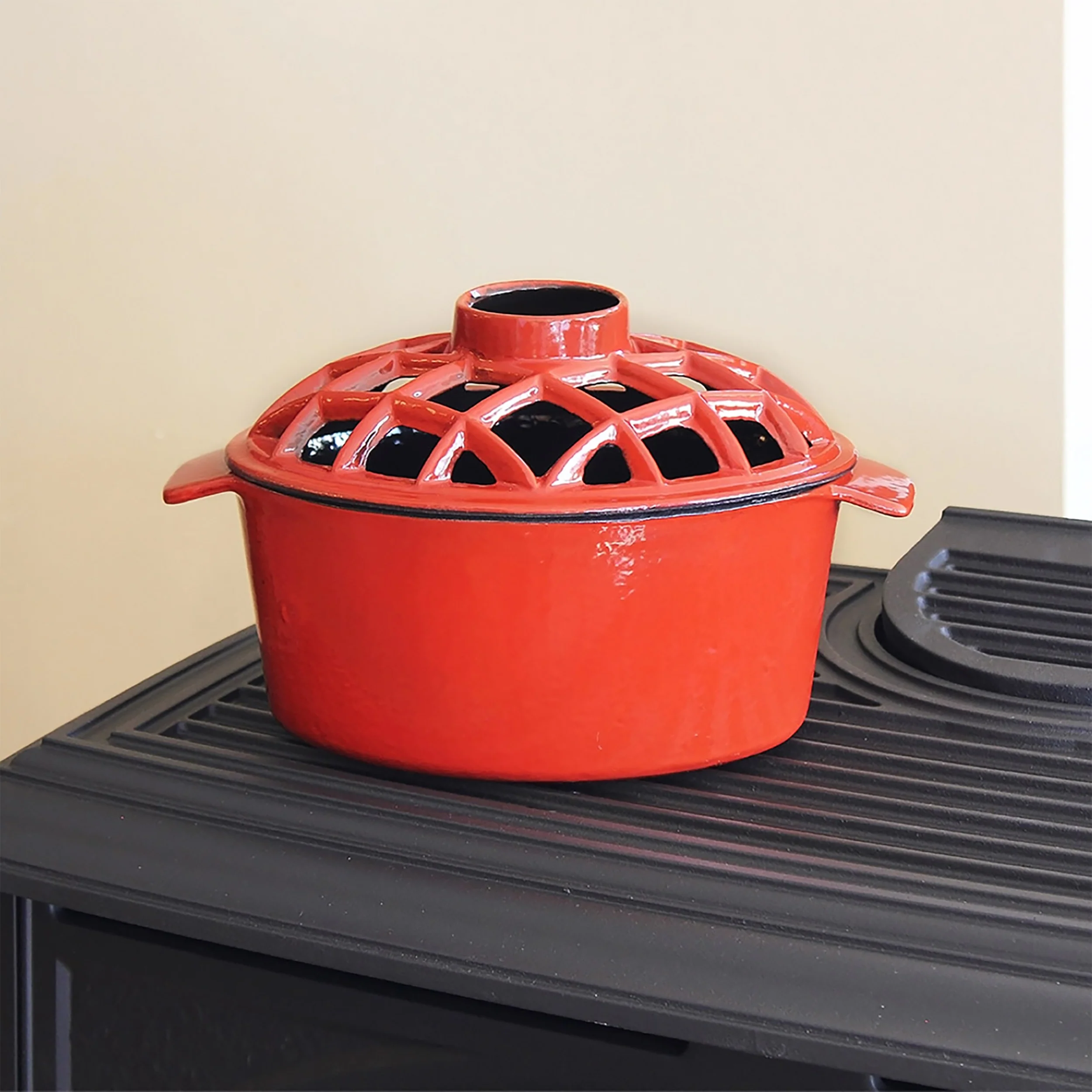 Cast Iron Enamel Finished Lattice Top Steamer, 2.2 Quarts - Image 5