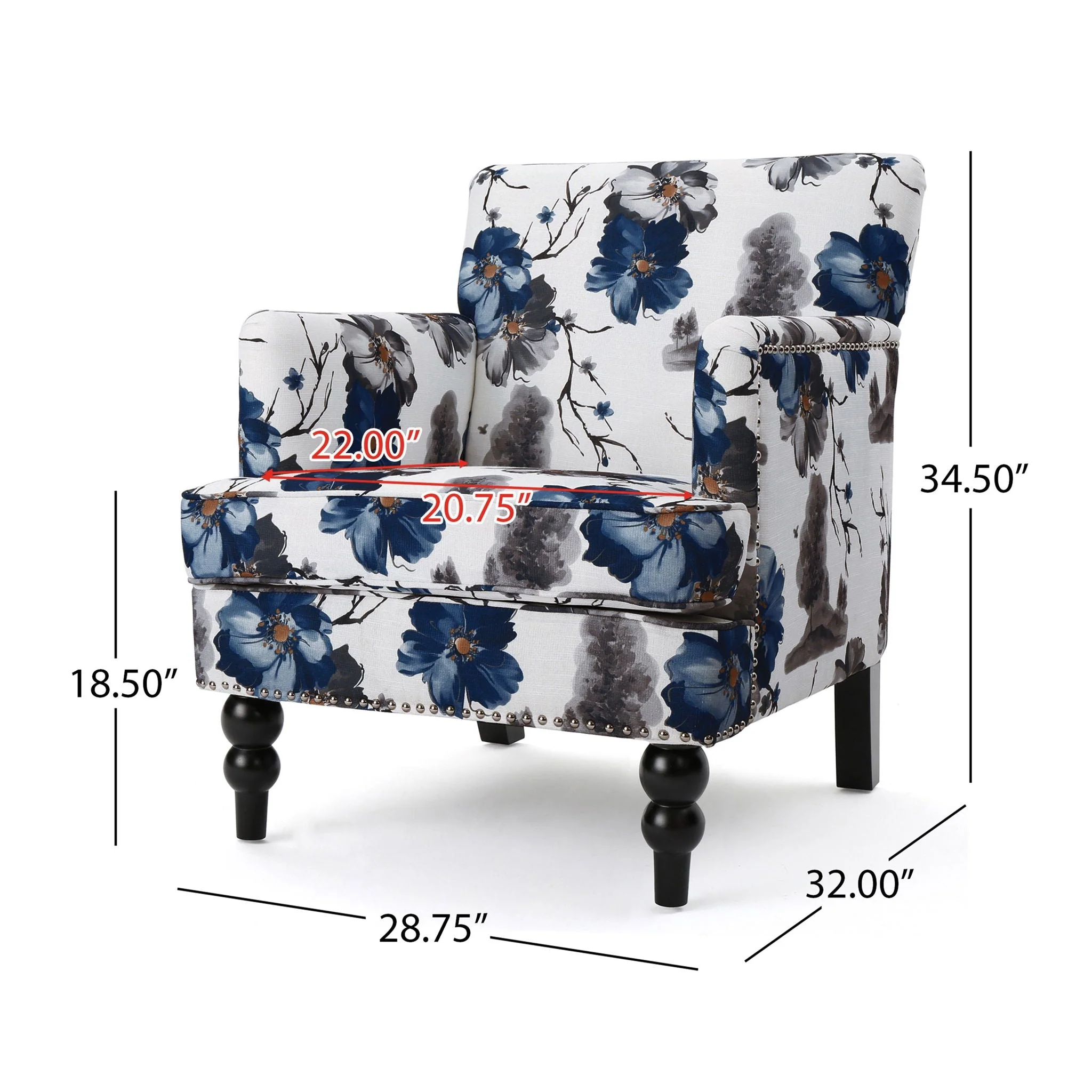 Floral Sketch Club Chair - Image 3