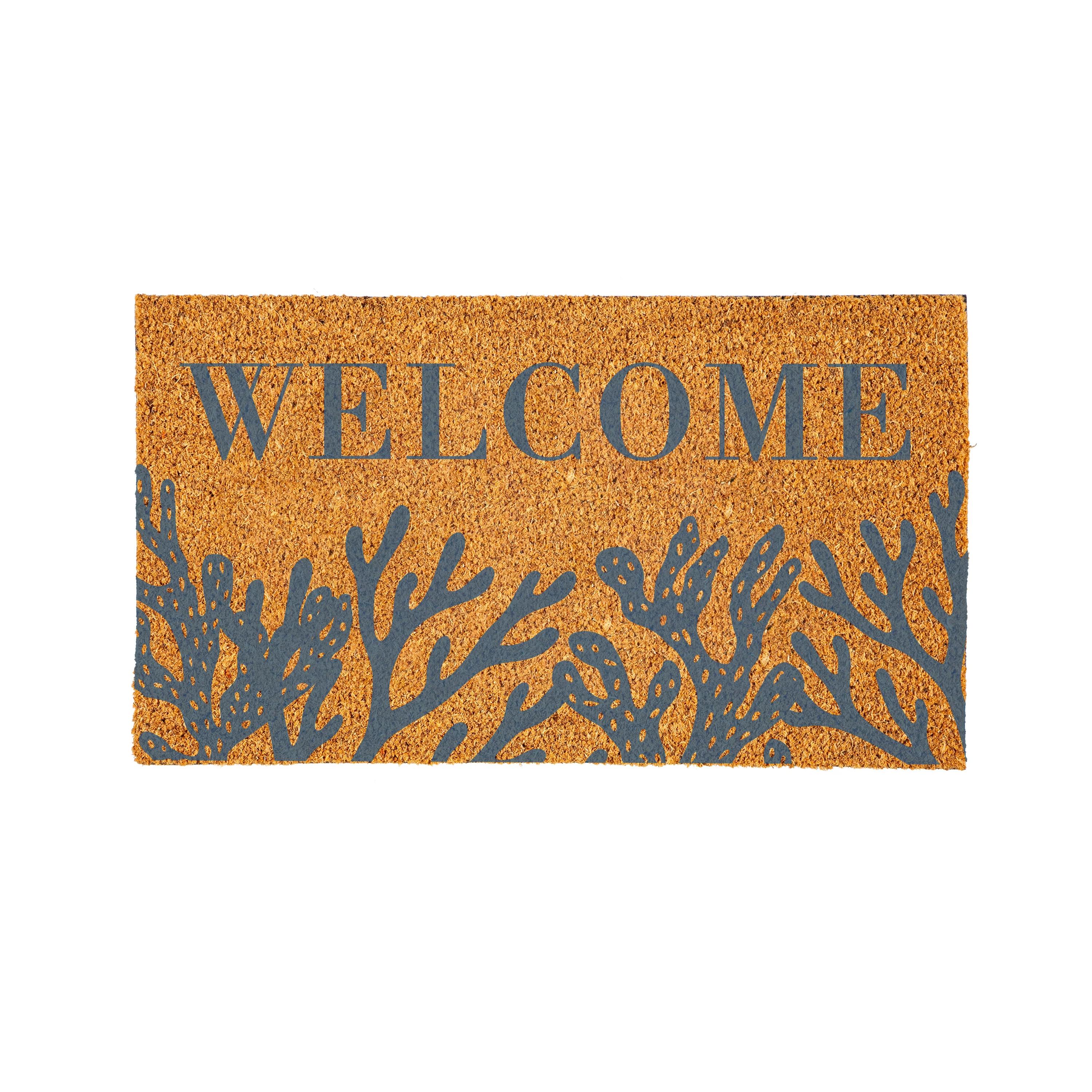 Blue Coastal Coral Sea Coir Mat, "Welcome", 28"x16" - Image 2