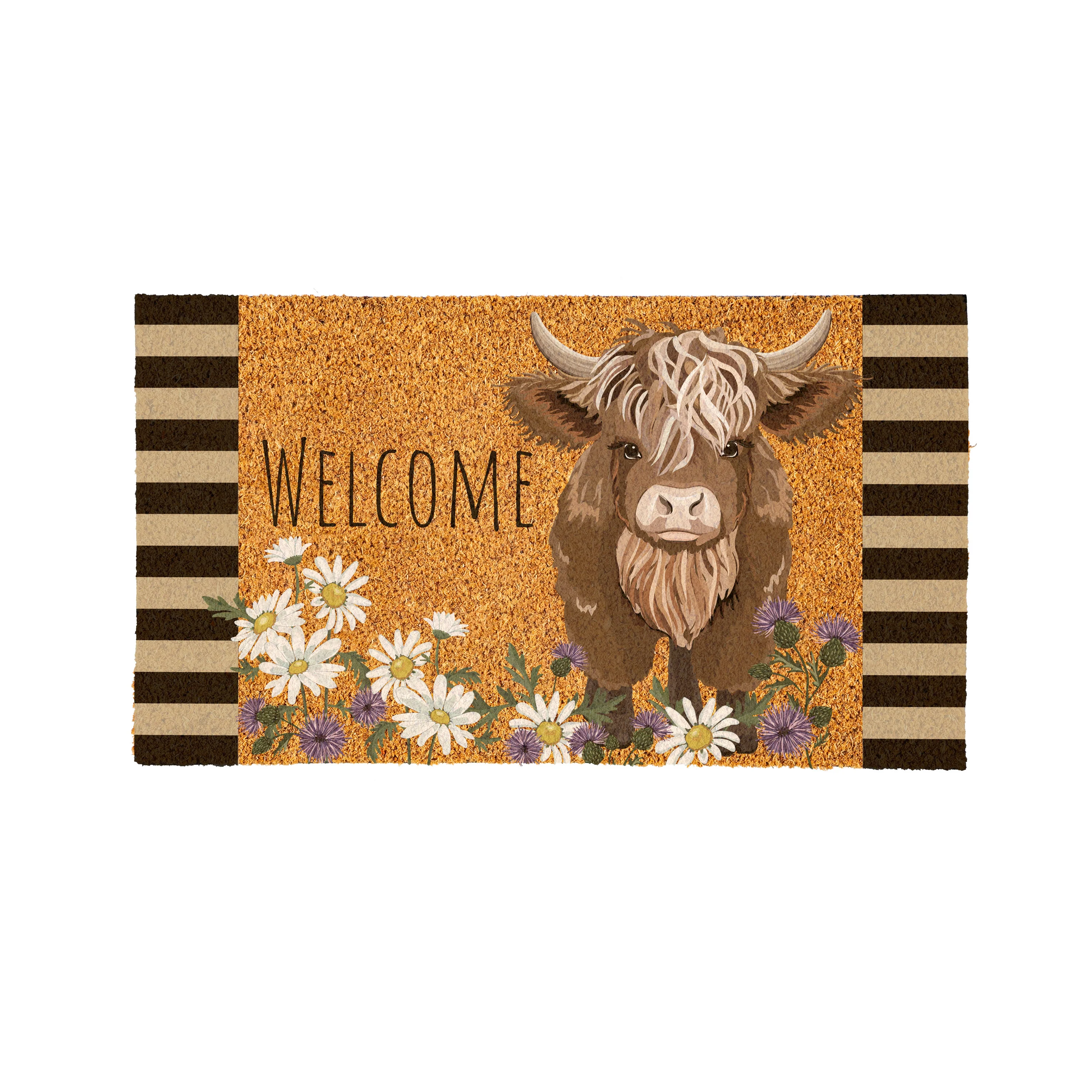 Petal & Plow Highland, Cow Coir Mat 28"x16" - Image 2