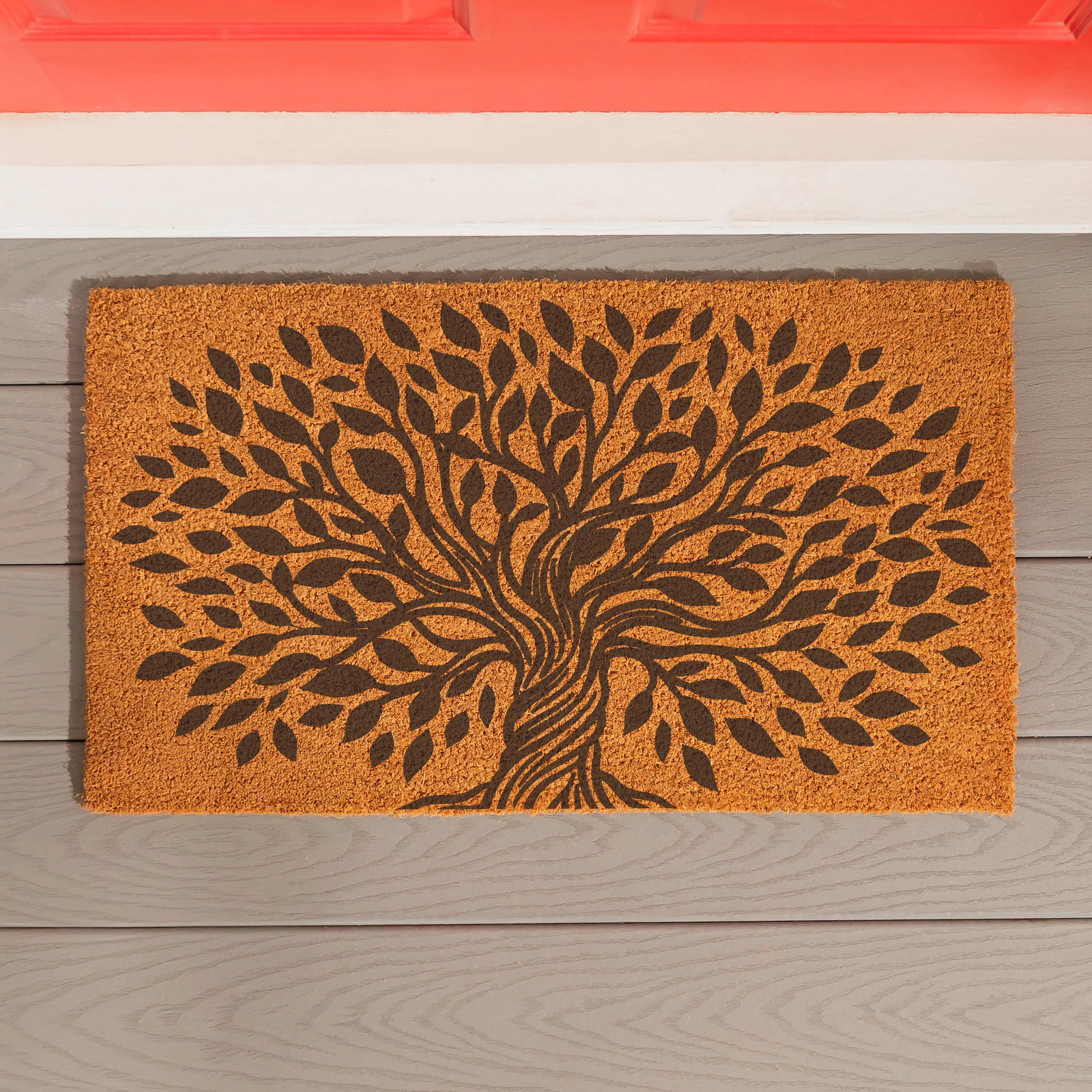 Harvest Blossom Tree Of Life Coir Mat, 28"x16”