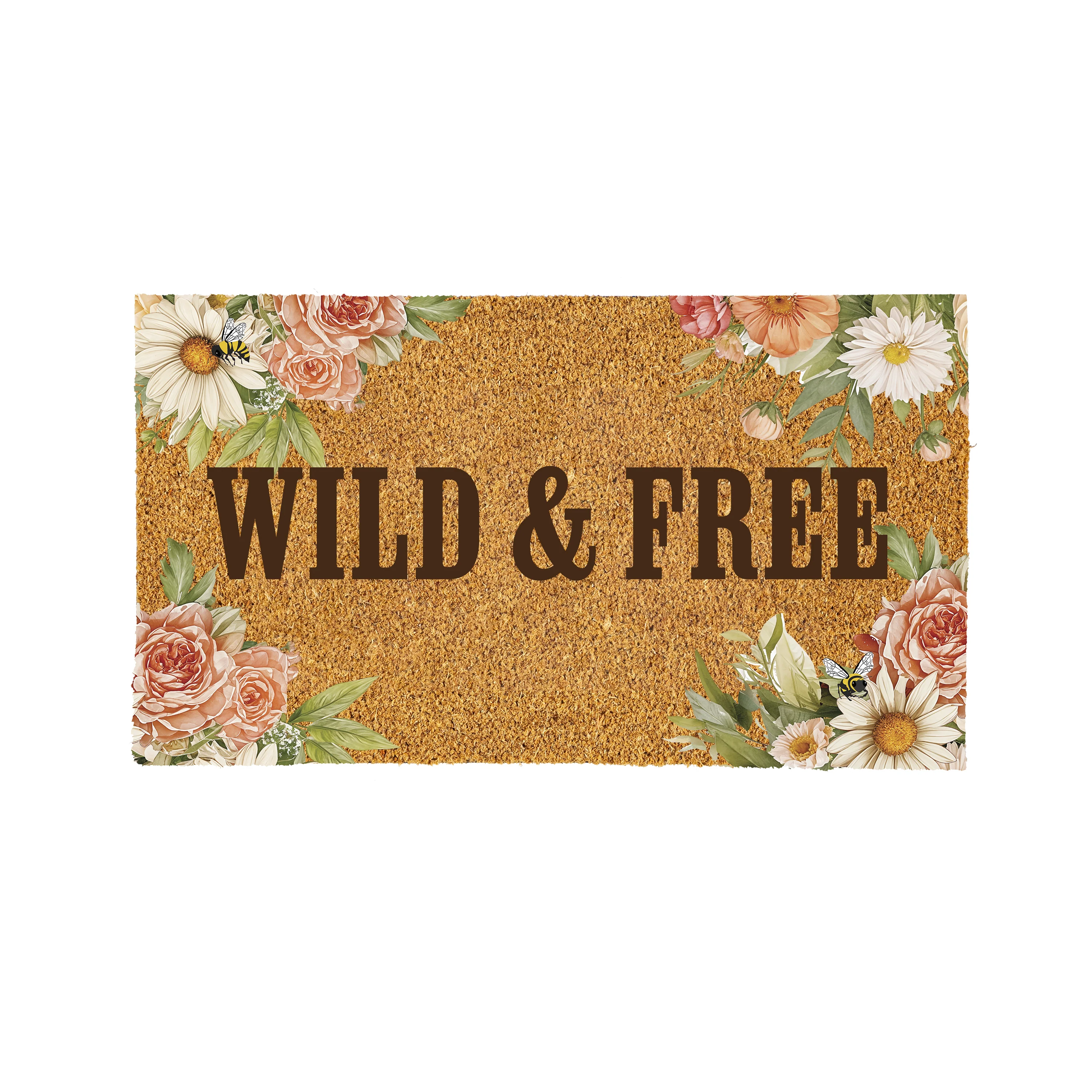 Petal & Plow Floral Boots Coir Mat, 30"x18" - Image 2