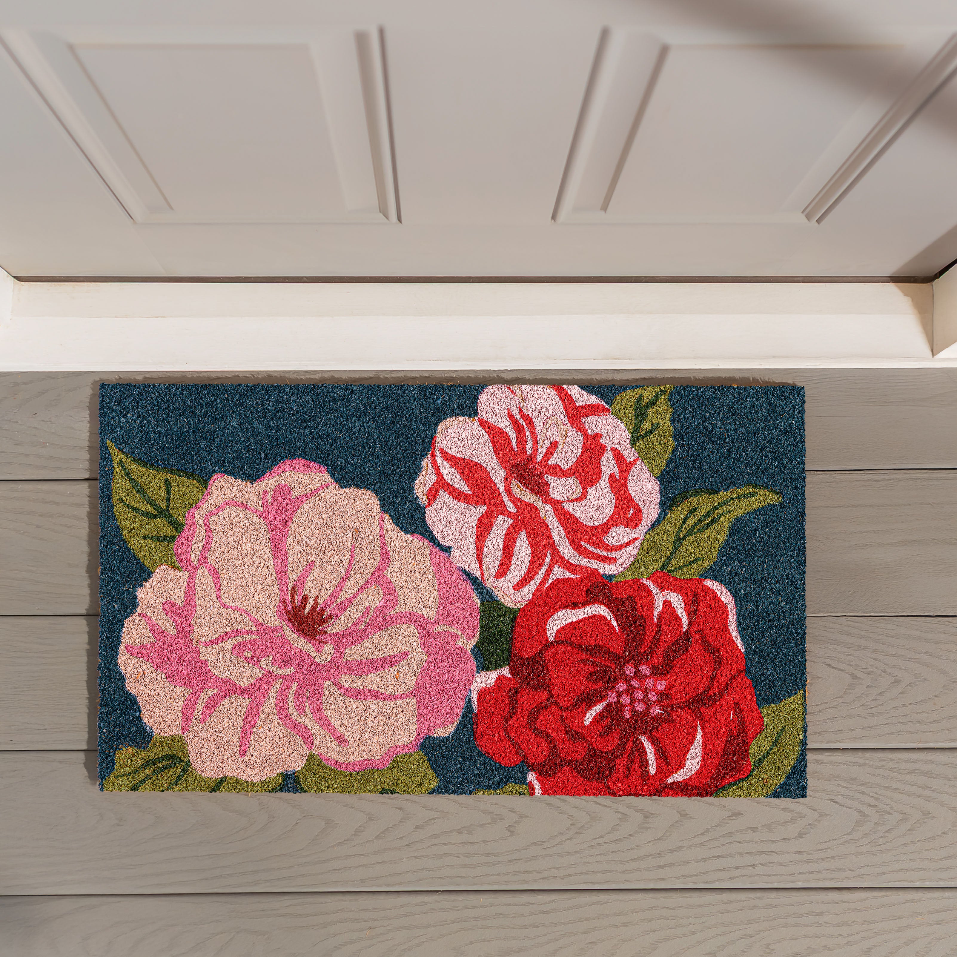 Multicolor Camellias Coir Mat - Image 3