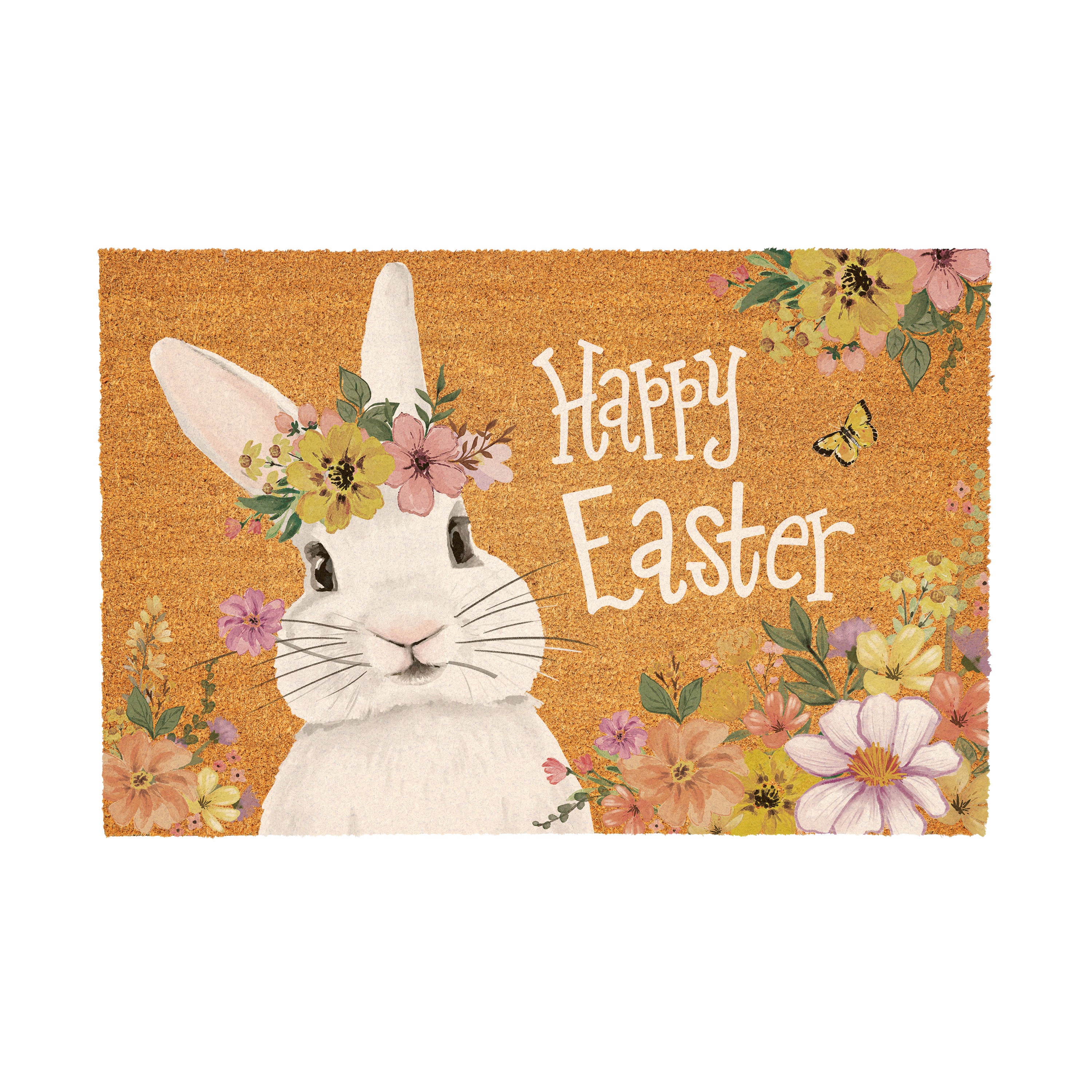 Bunny Blooms Floral Bunny, Coir Mat 36"x24" - Image 2