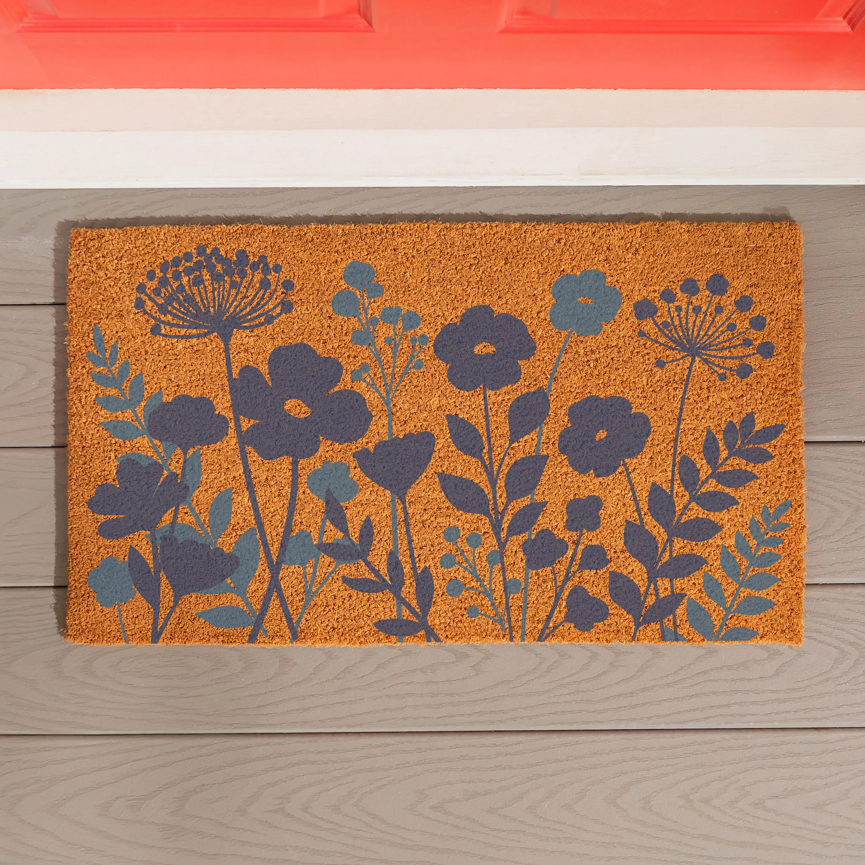 VivaStyle Gilded Meadow Coir Mat, 30"L x 18"H