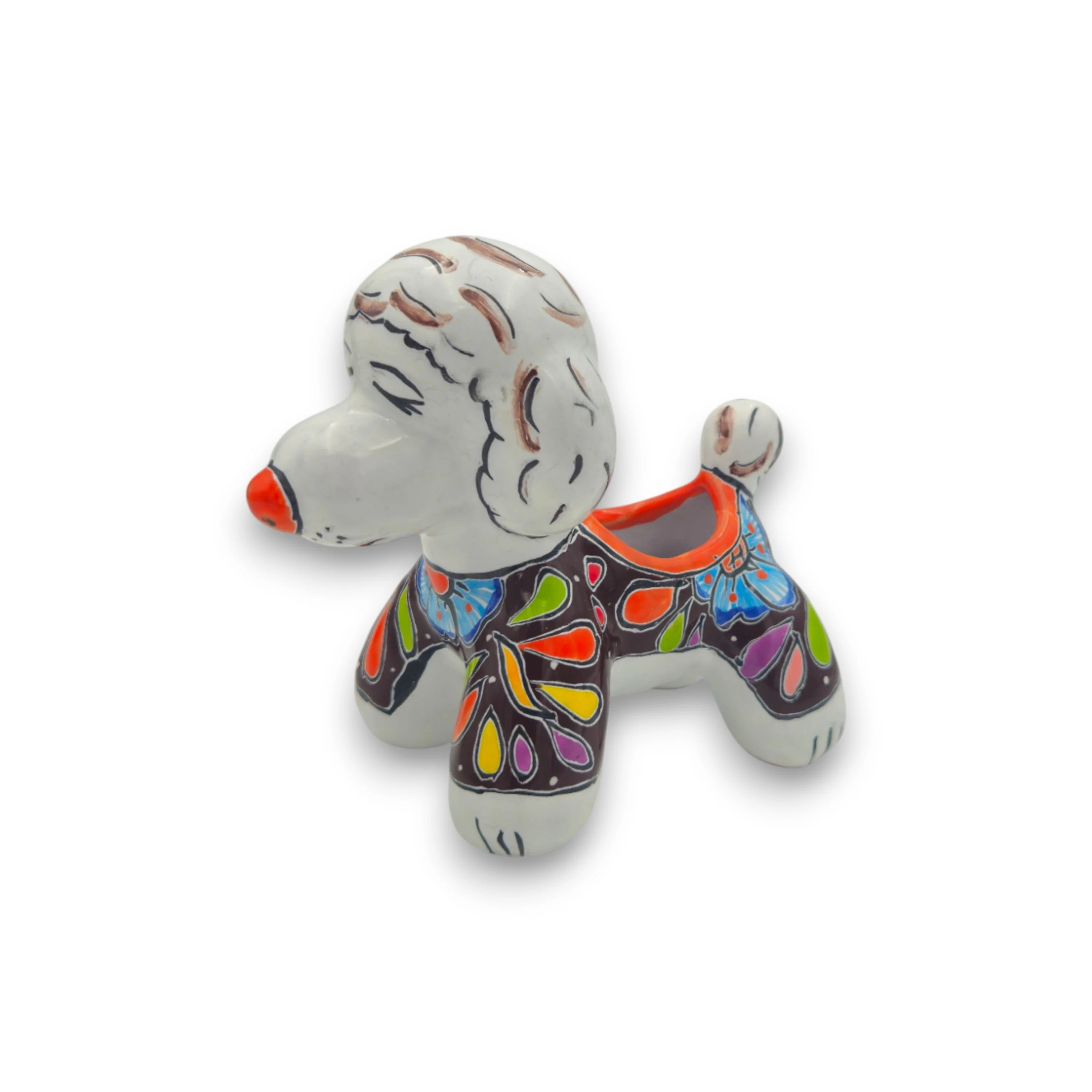 Colorful Talavera Poodle Planter | Mexican Hand-Painted Pottery - Image 7