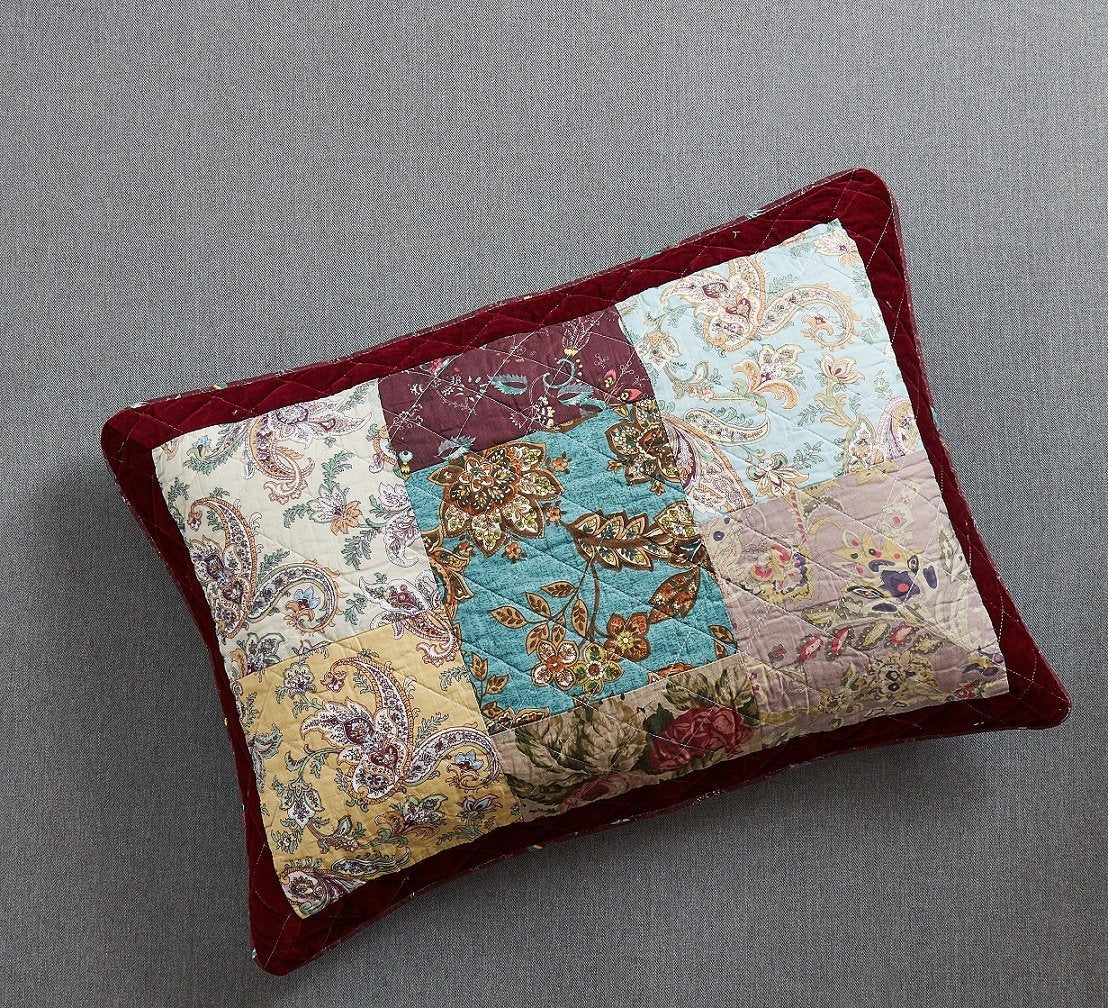 Bohemian Burgundy Paisley Patchwork Cotton Bedspread Set - Image 11