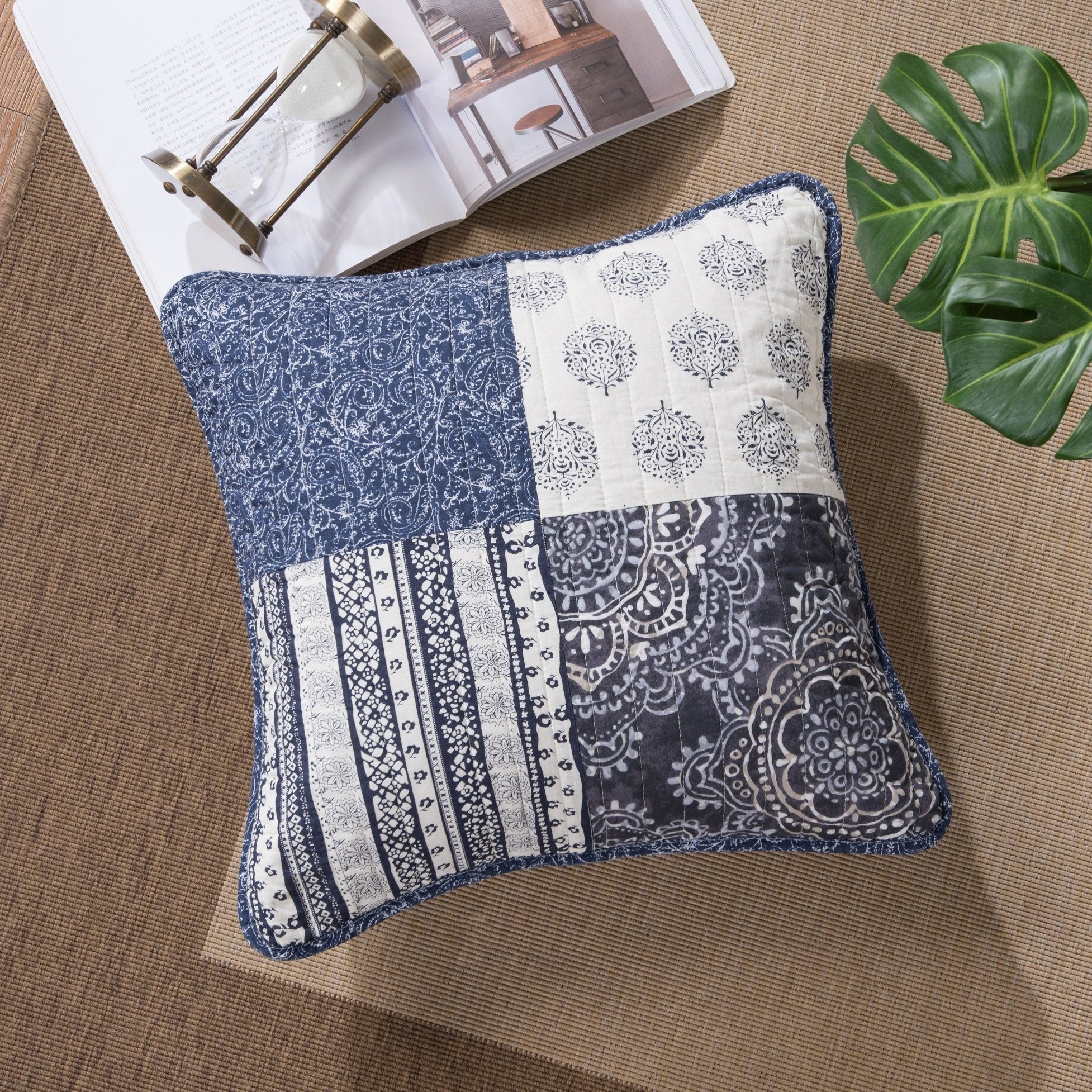 Set of 2-Pieces Bohemian Denim Blue Elegance Throw Pillow Covers - Image 3