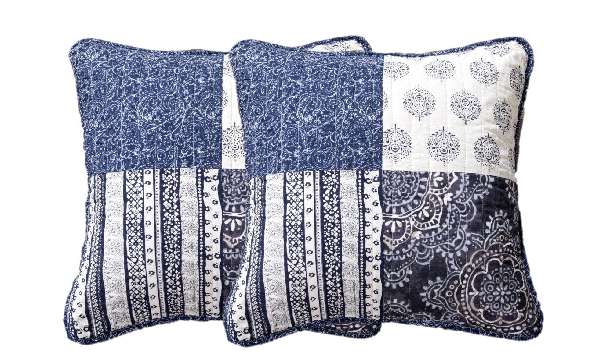 Set of 2-Pieces Bohemian Denim Blue Elegance Throw Pillow Covers - Image 4