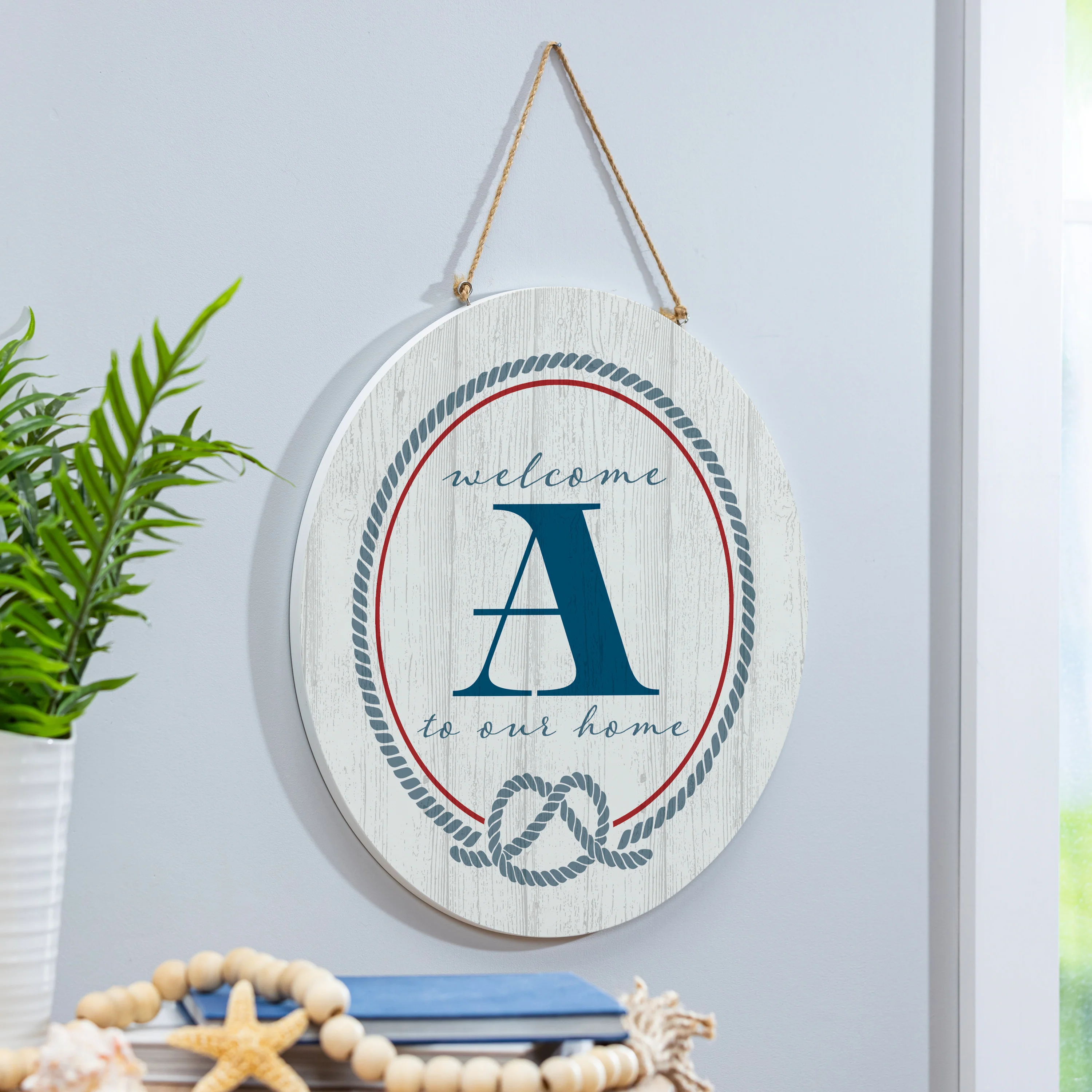 Coastal Door Décor Monogram White 18" A