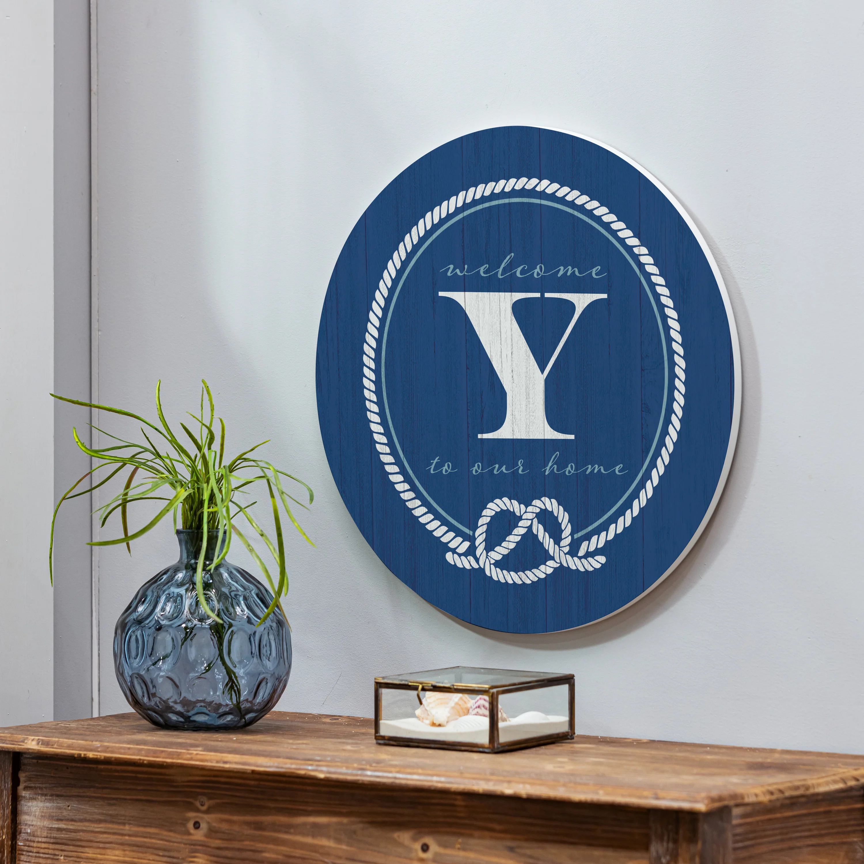 Coastal Door Décor Monogram Blue 18" Y