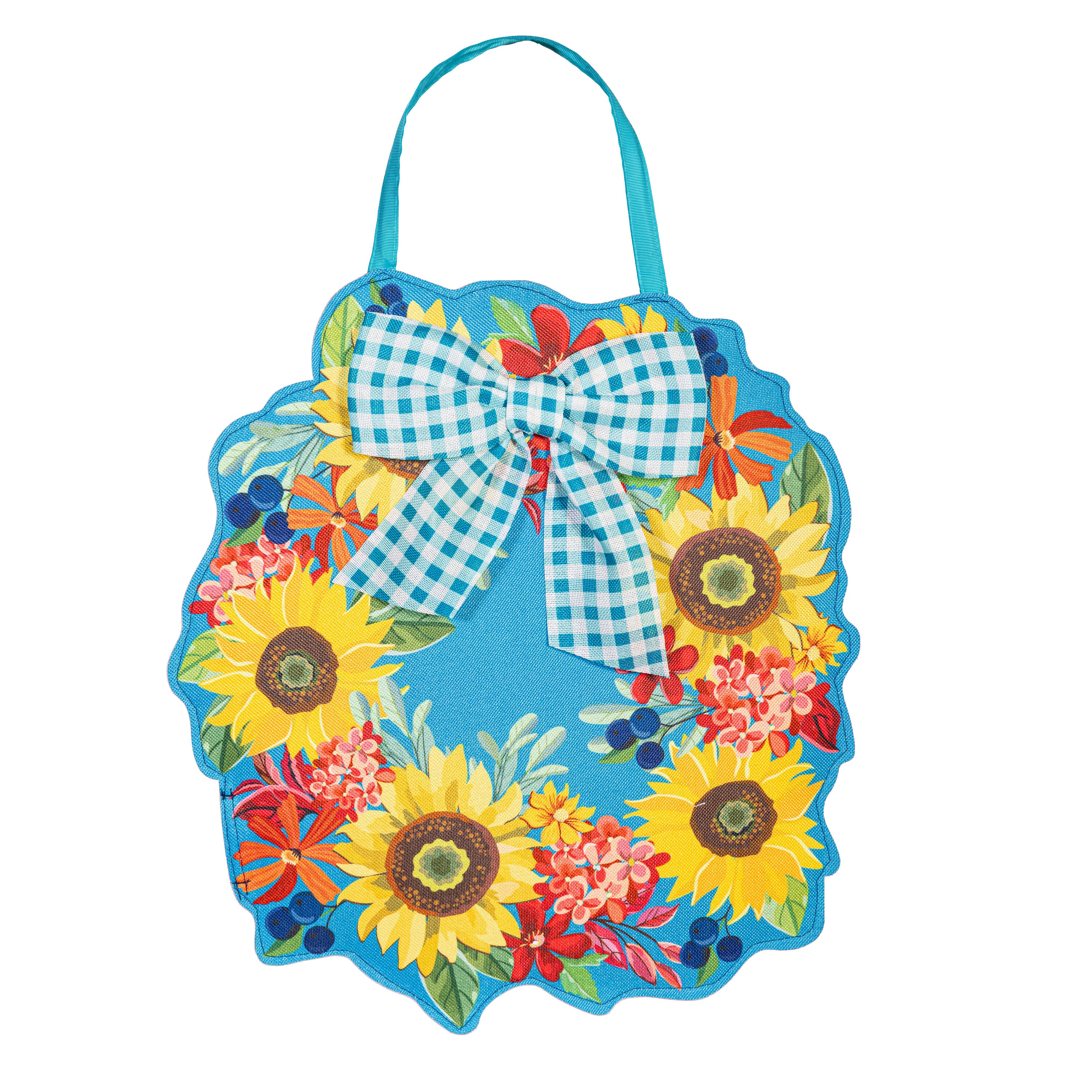 Chinoiserie Bow Hydrangea/Sunflower Wreath Double Sided Door Decor - Image 5