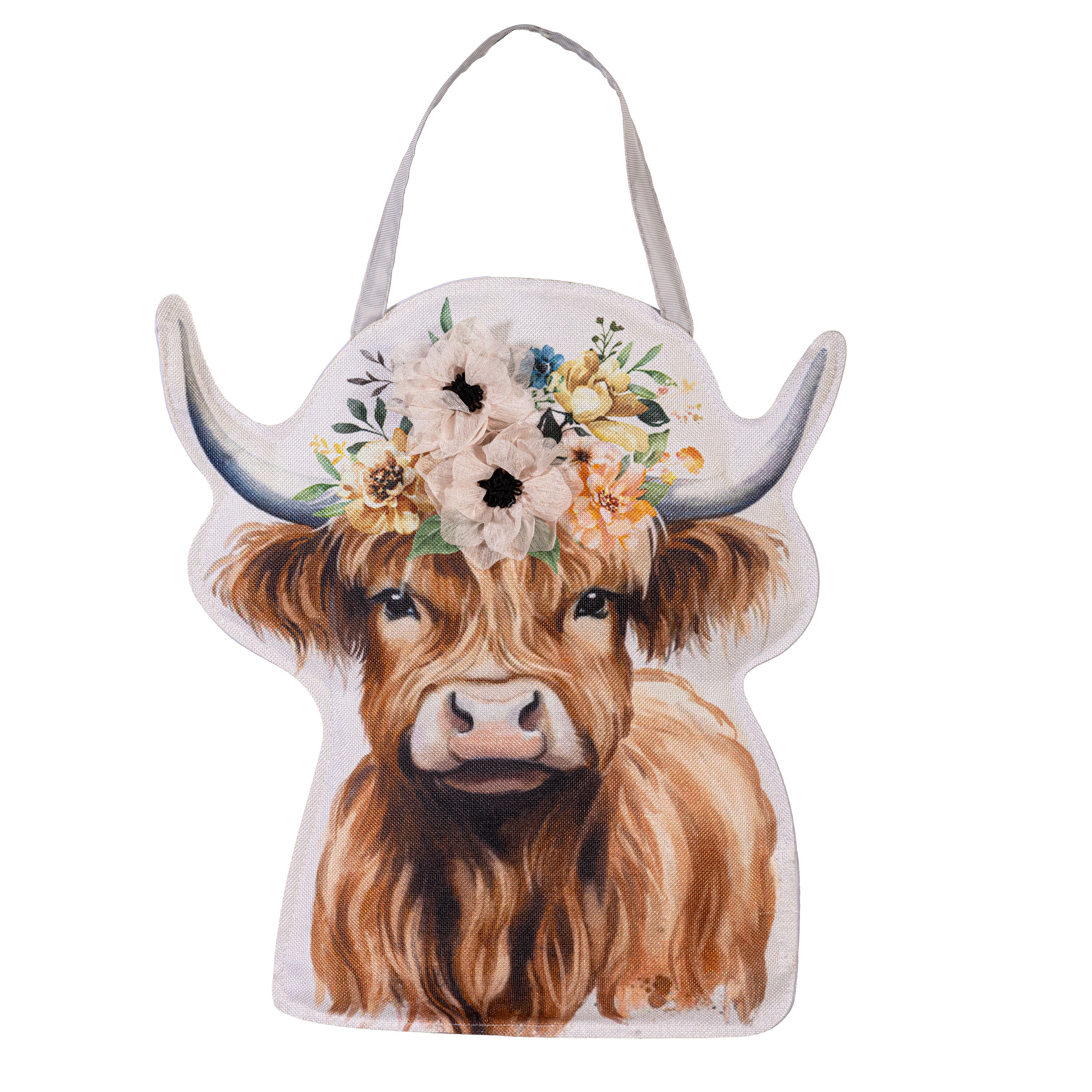 Petal & Plow Floral Highland Cow Door Decor - Image 2