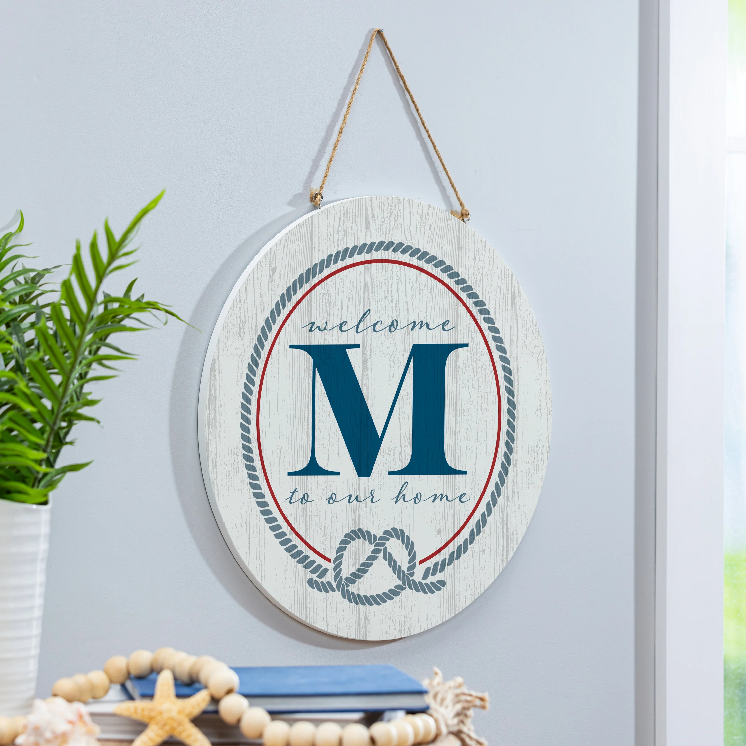Coastal Door Décor Monogram White 18" M