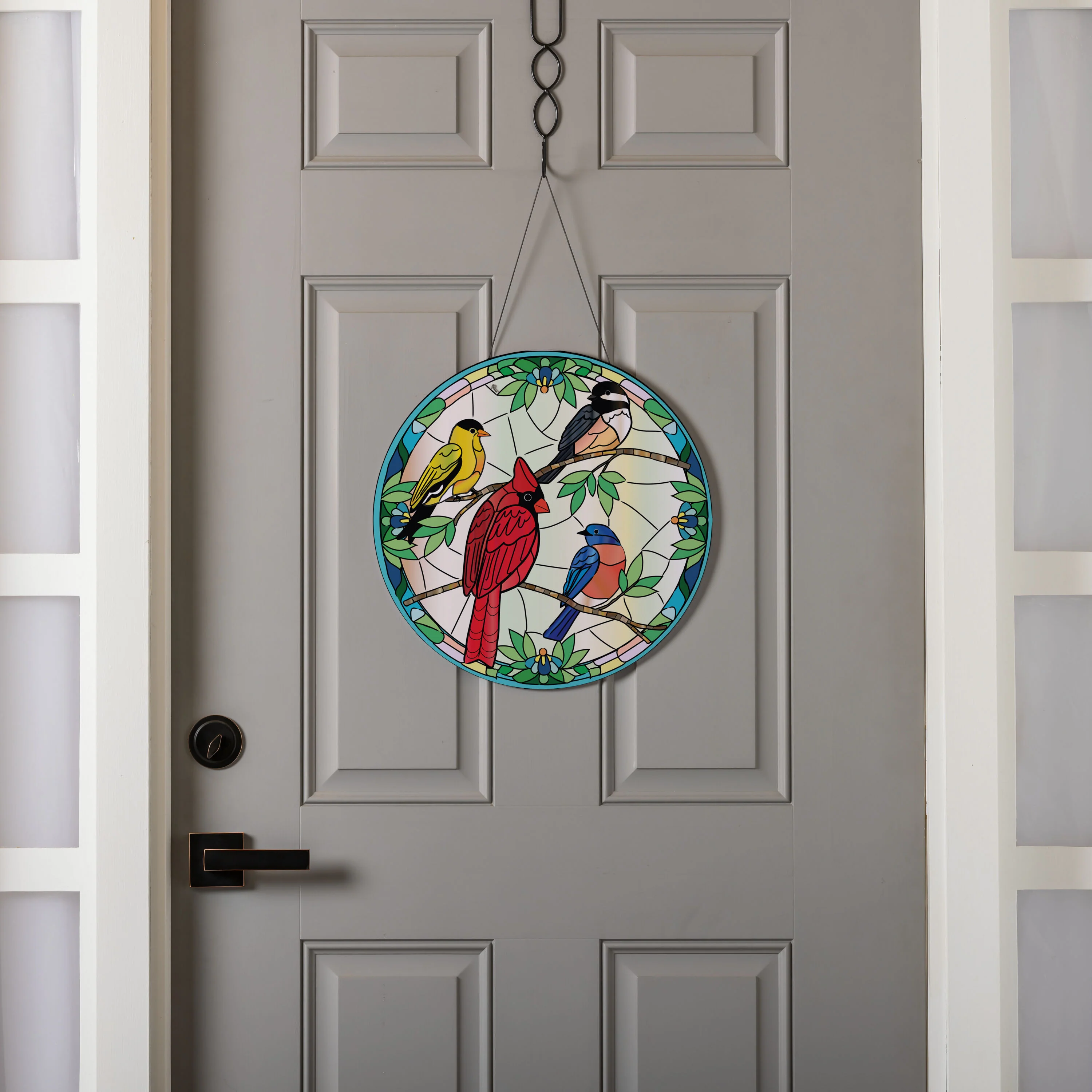 Stained Glass Songbirds 16"D Door Décor