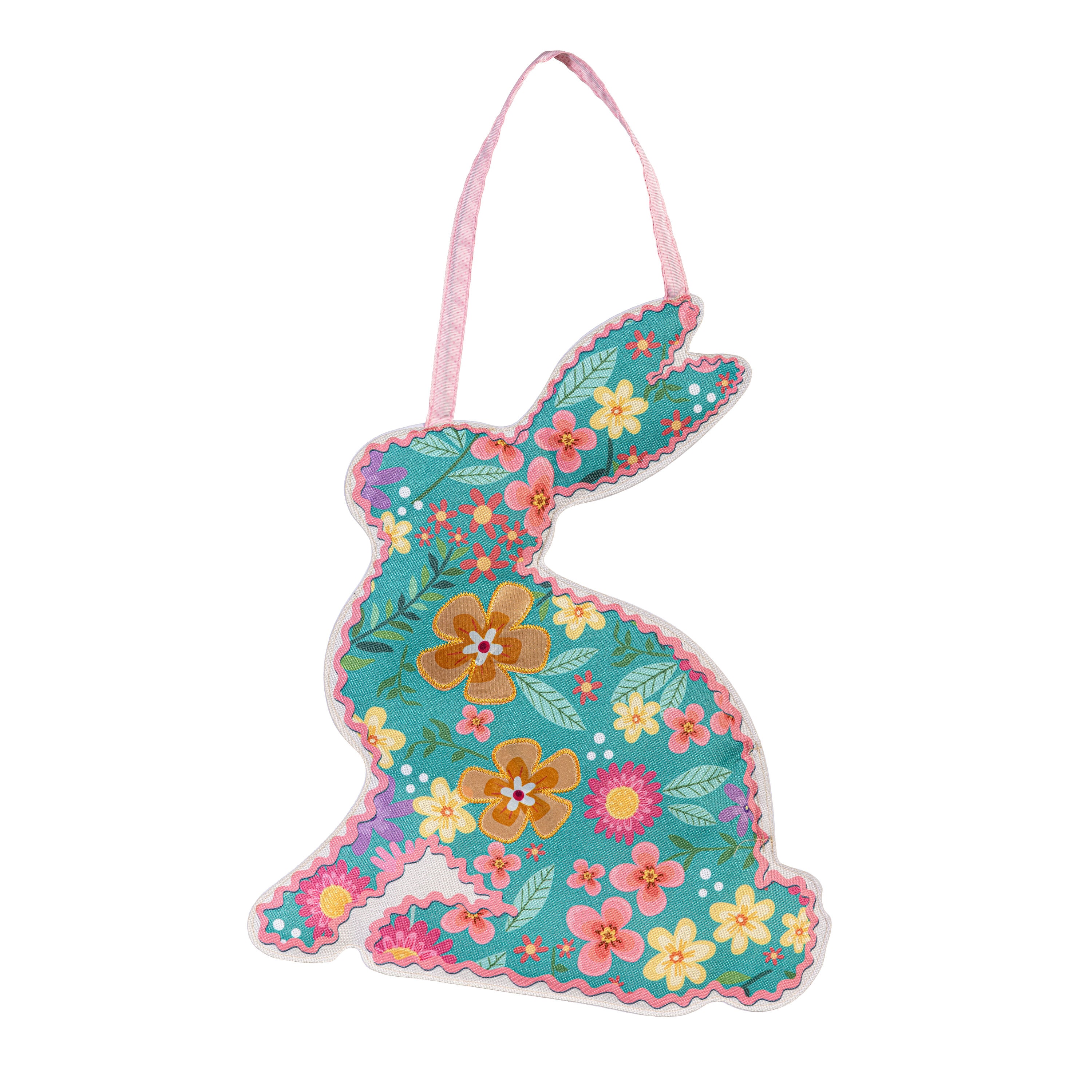 Floral Patterned Bunny Door Decor - Image 2
