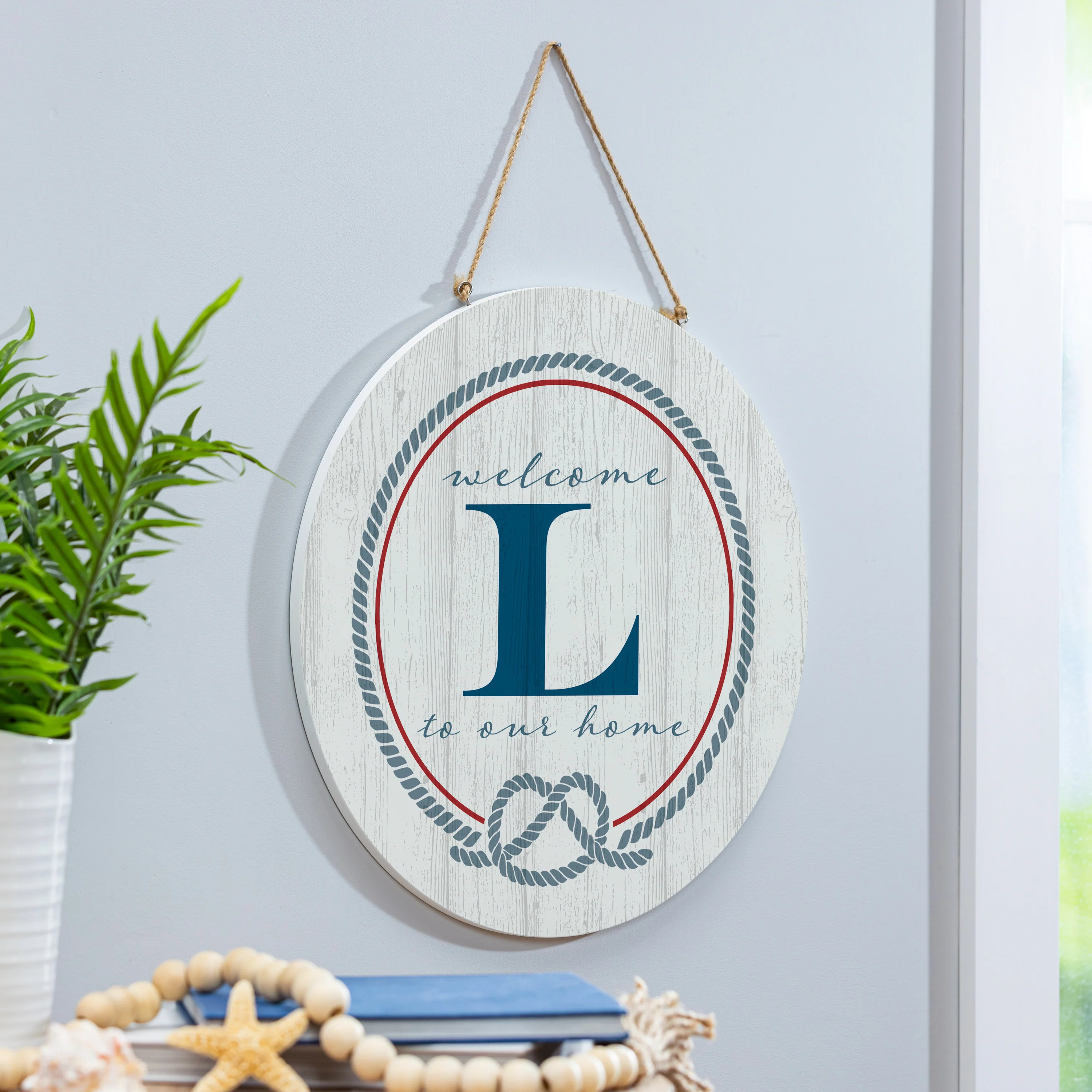 Coastal Door Décor Monogram White 18" L