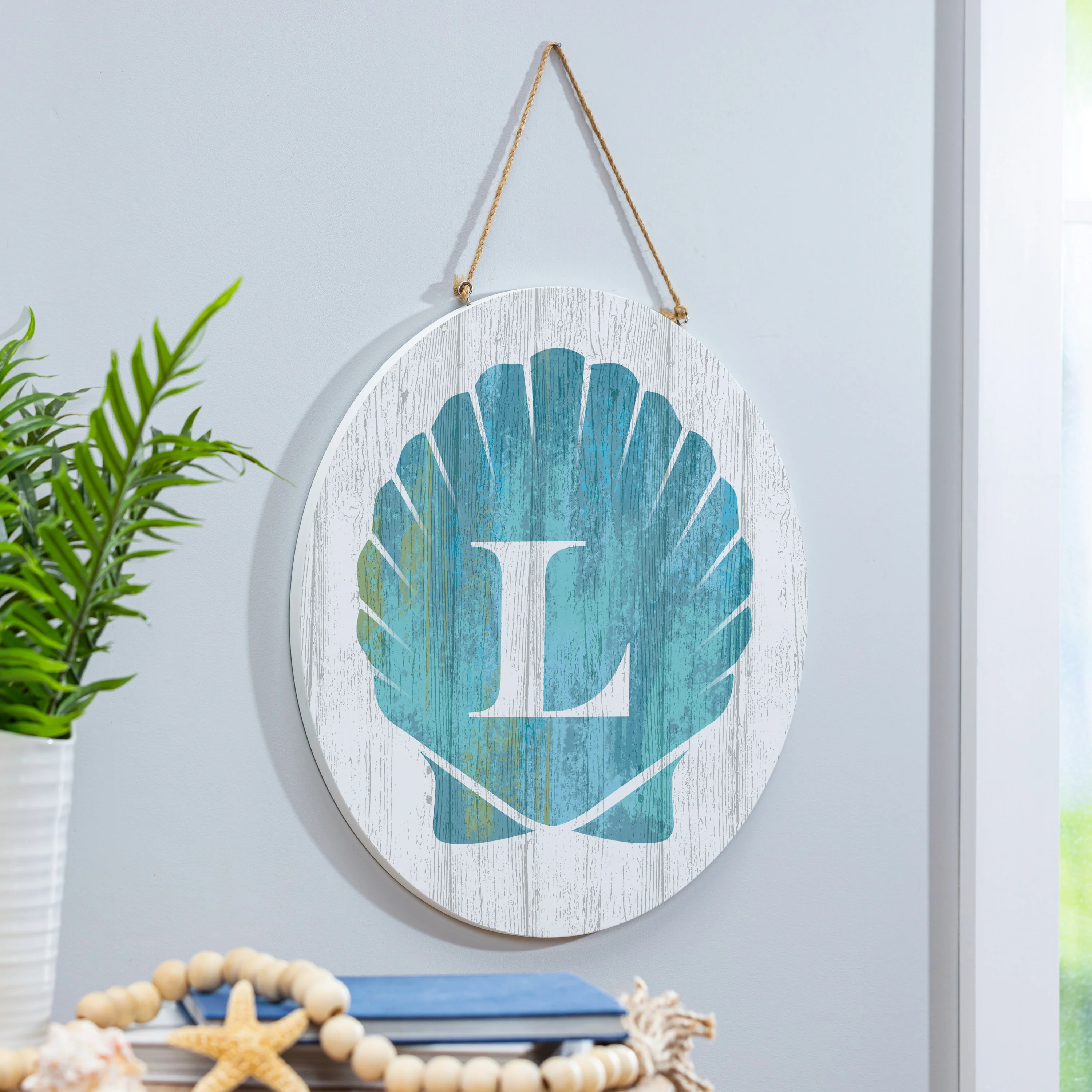 Coastal Door Décor Shell Monogram 18" L