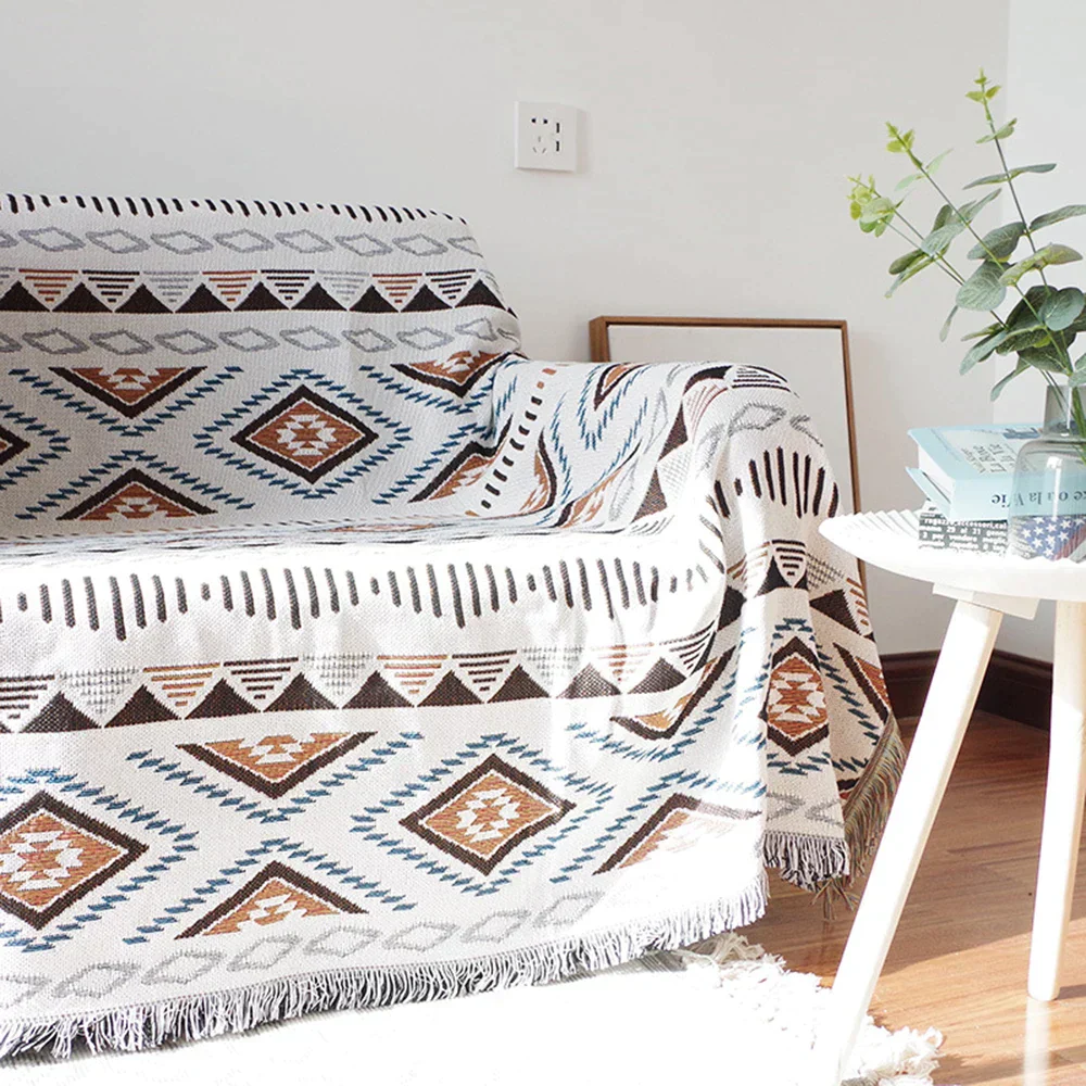 Knitted Nordic Plaid Sofa Cover and Blanket