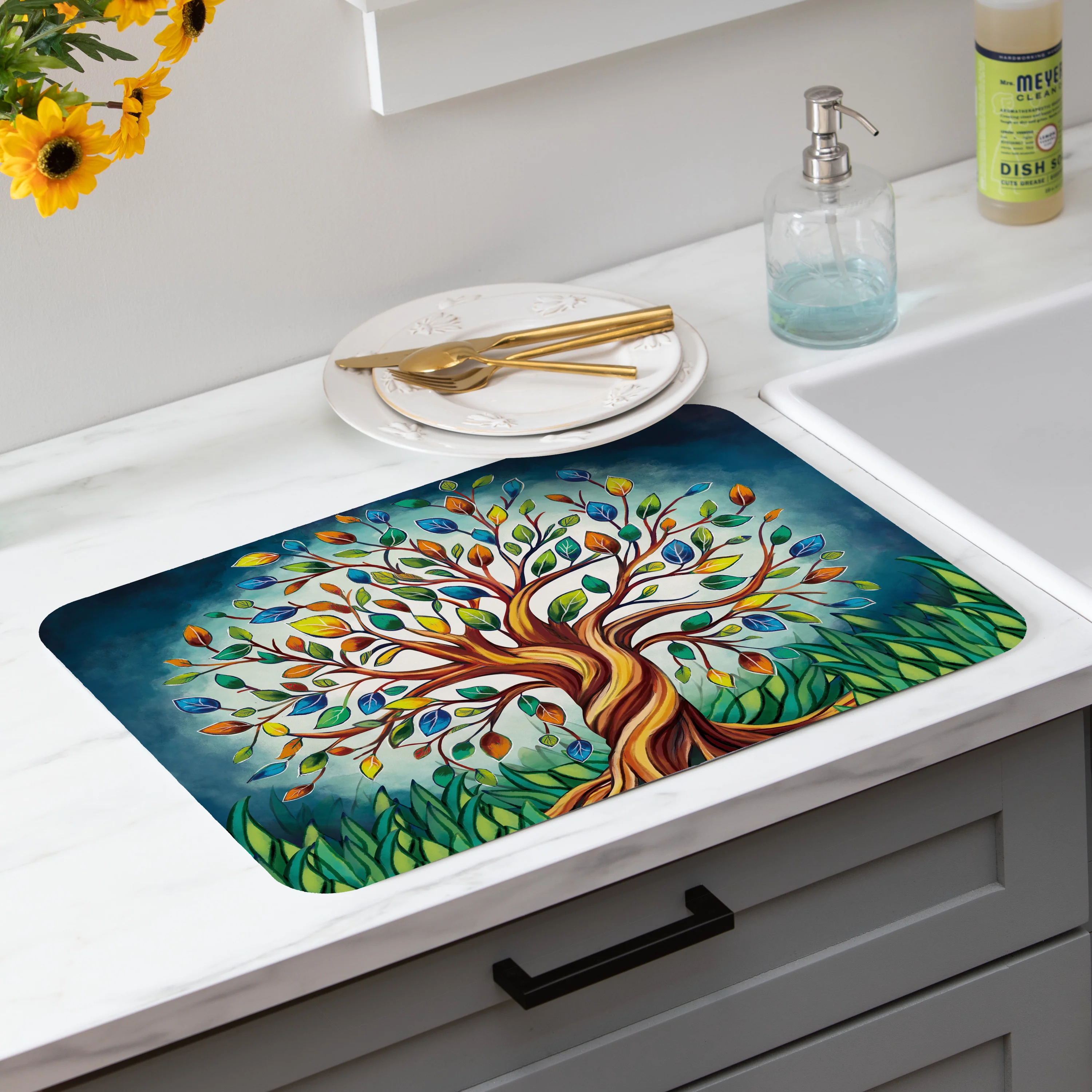Harvest Blossom Tree Of Life Drying Mat, 20"x15” - Image 2