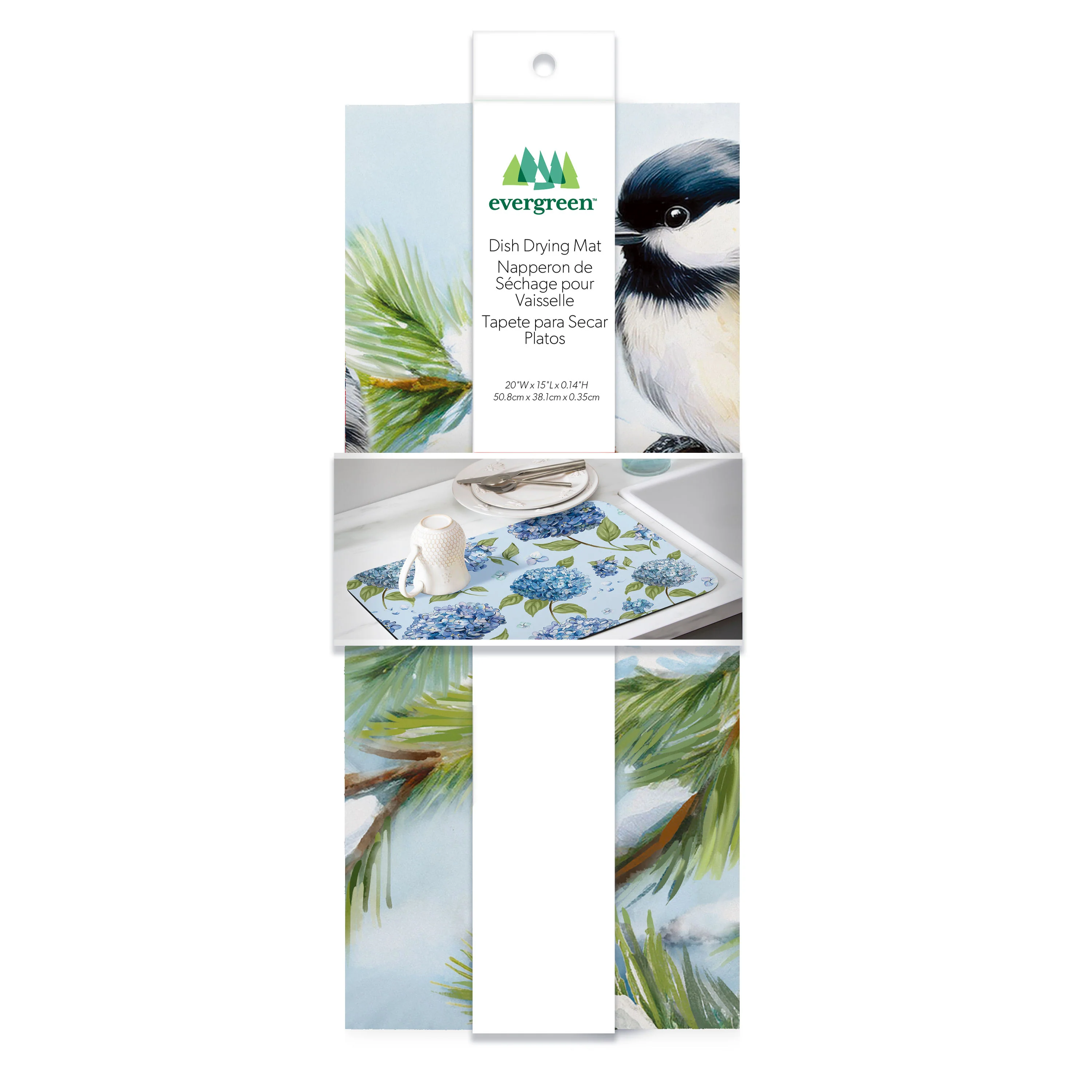 Holiday Poinsettia Chickadees Drying Mat, 20"x15" - Image 4