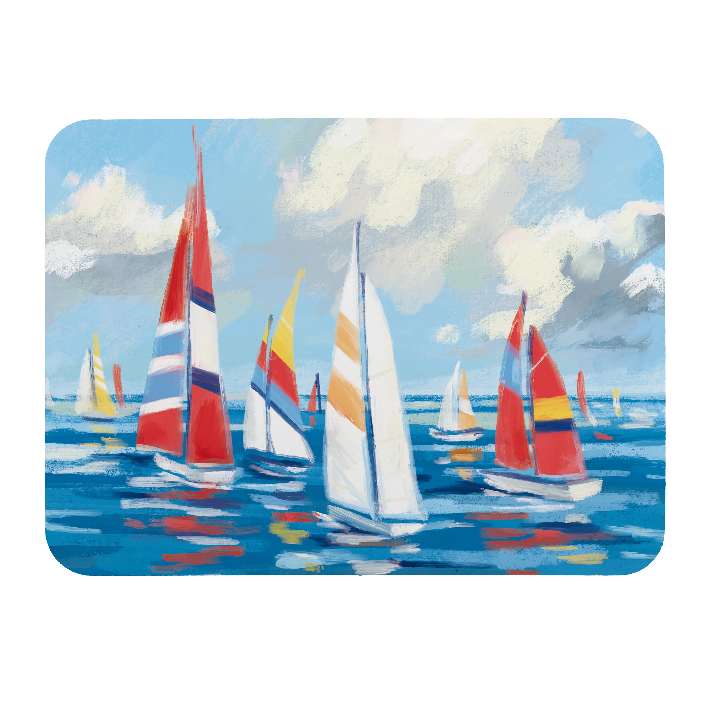 Blue Coastal Sailboats Drying Mat, 20"x15" - Image 2