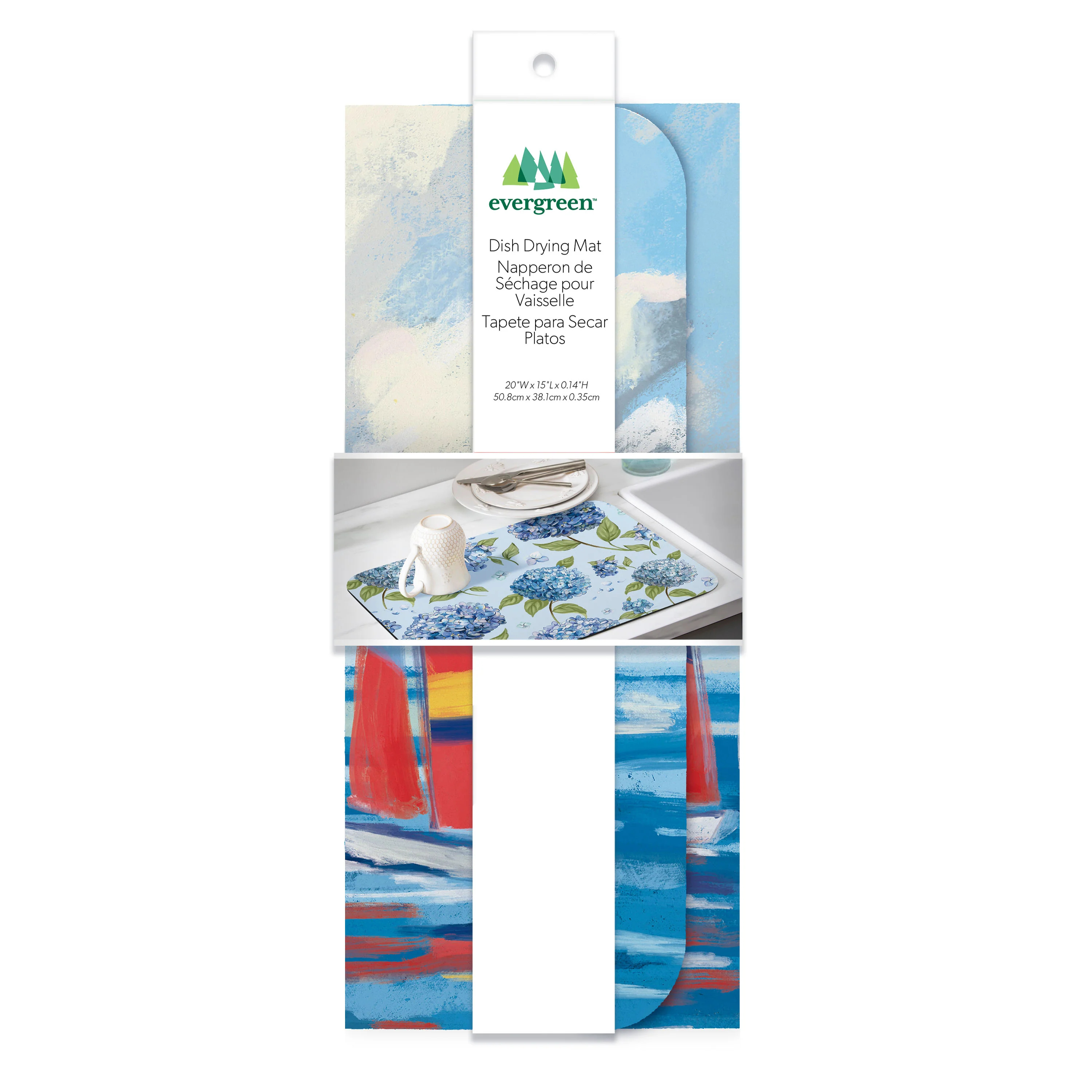 Blue Coastal Sailboats Drying Mat, 20"x15" - Image 3