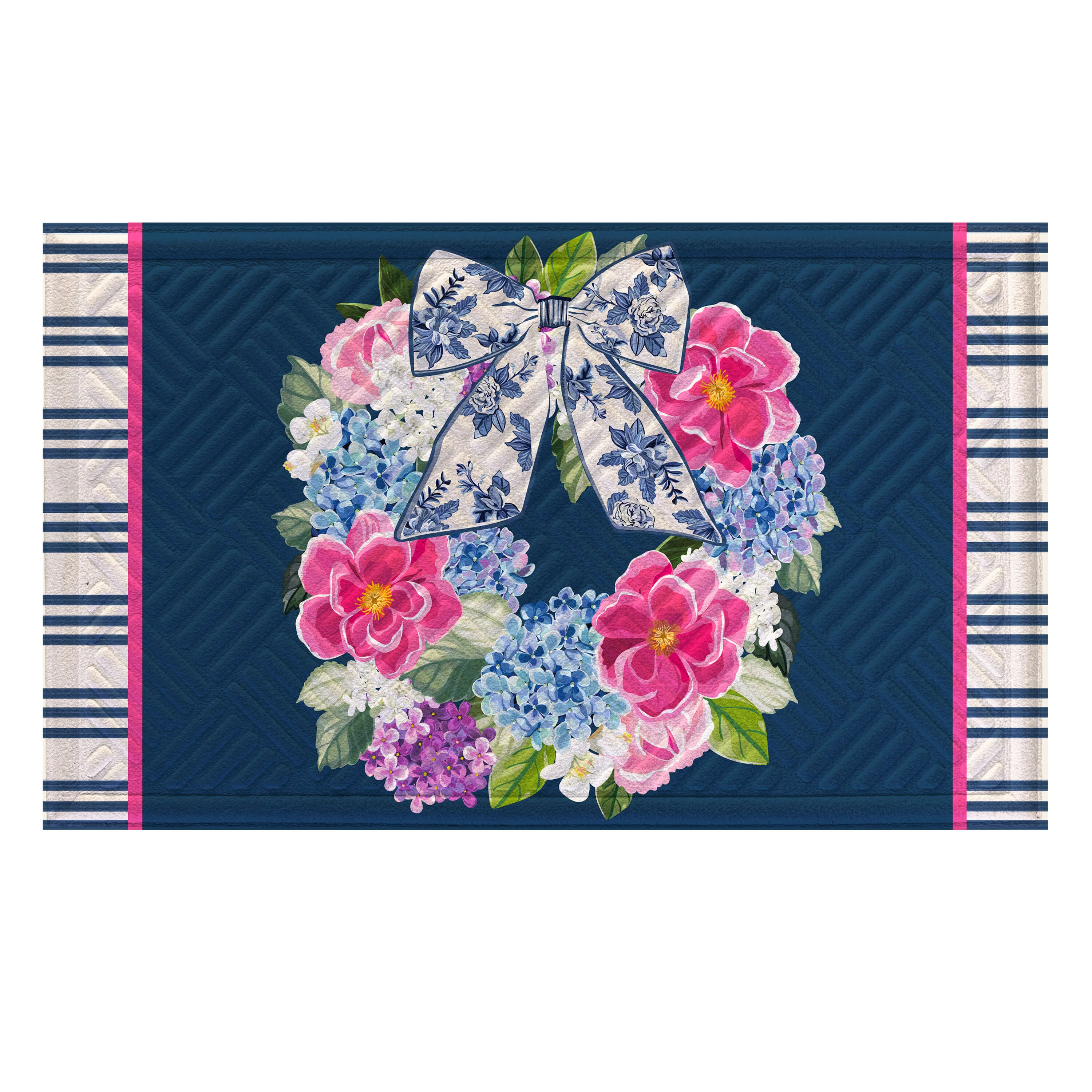 Chinoiserie Bow Hydrangea Wreath Embossed Mat - Image 2