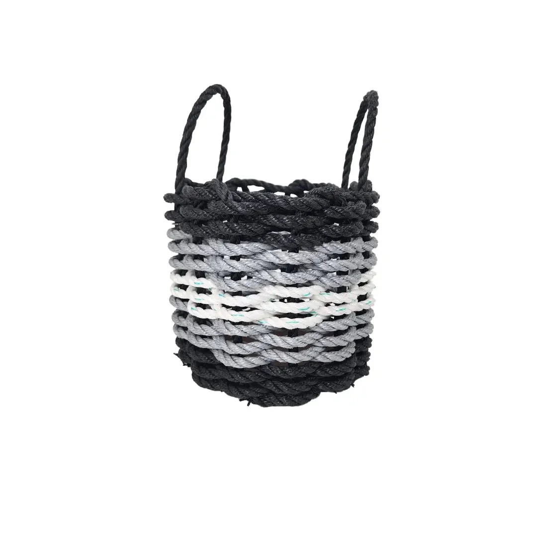 Five Stripe Rope Storage Basket Black, Gray and White - Image 4