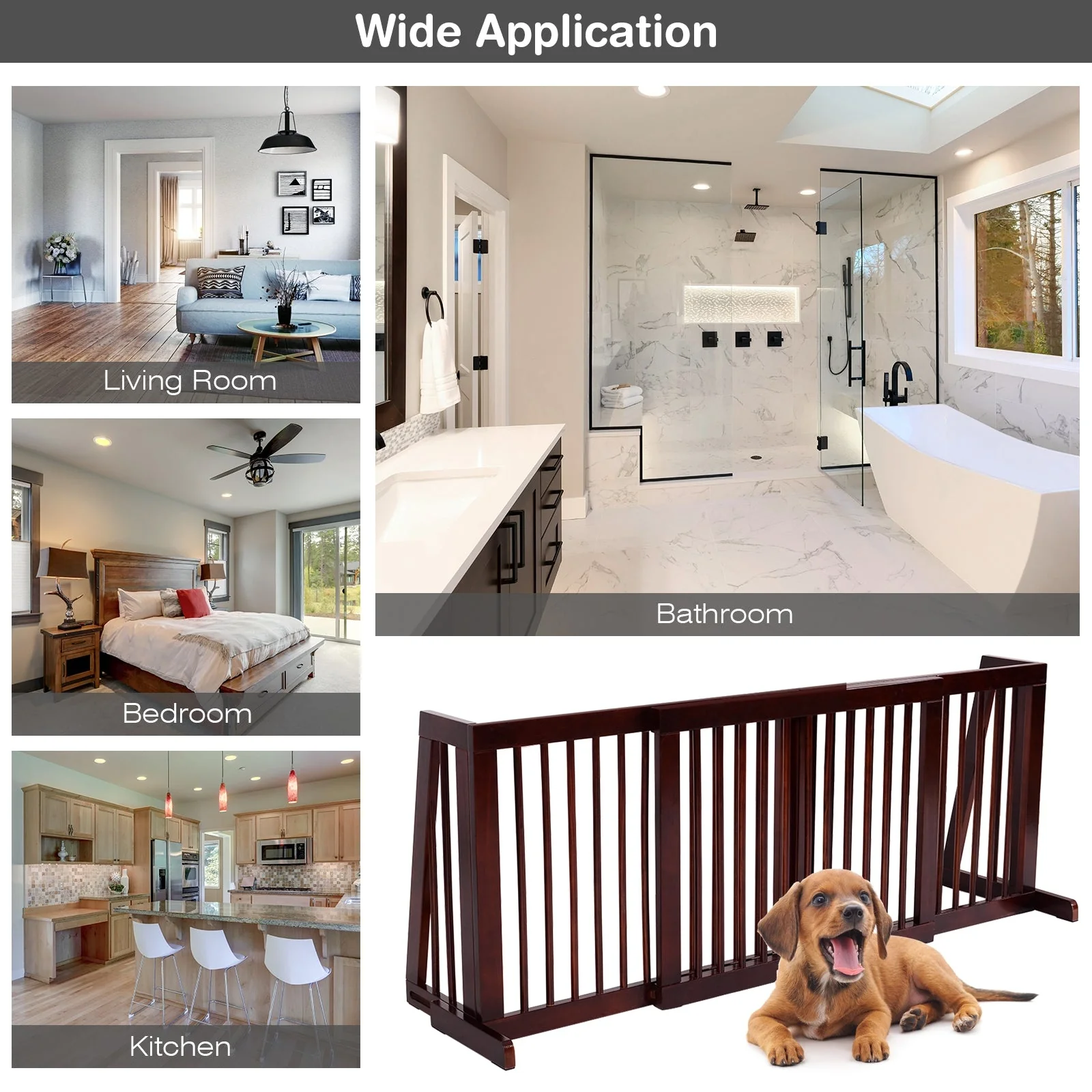 Folding Adjustable Free Standing 3 Panel Wood Fence - Image 6