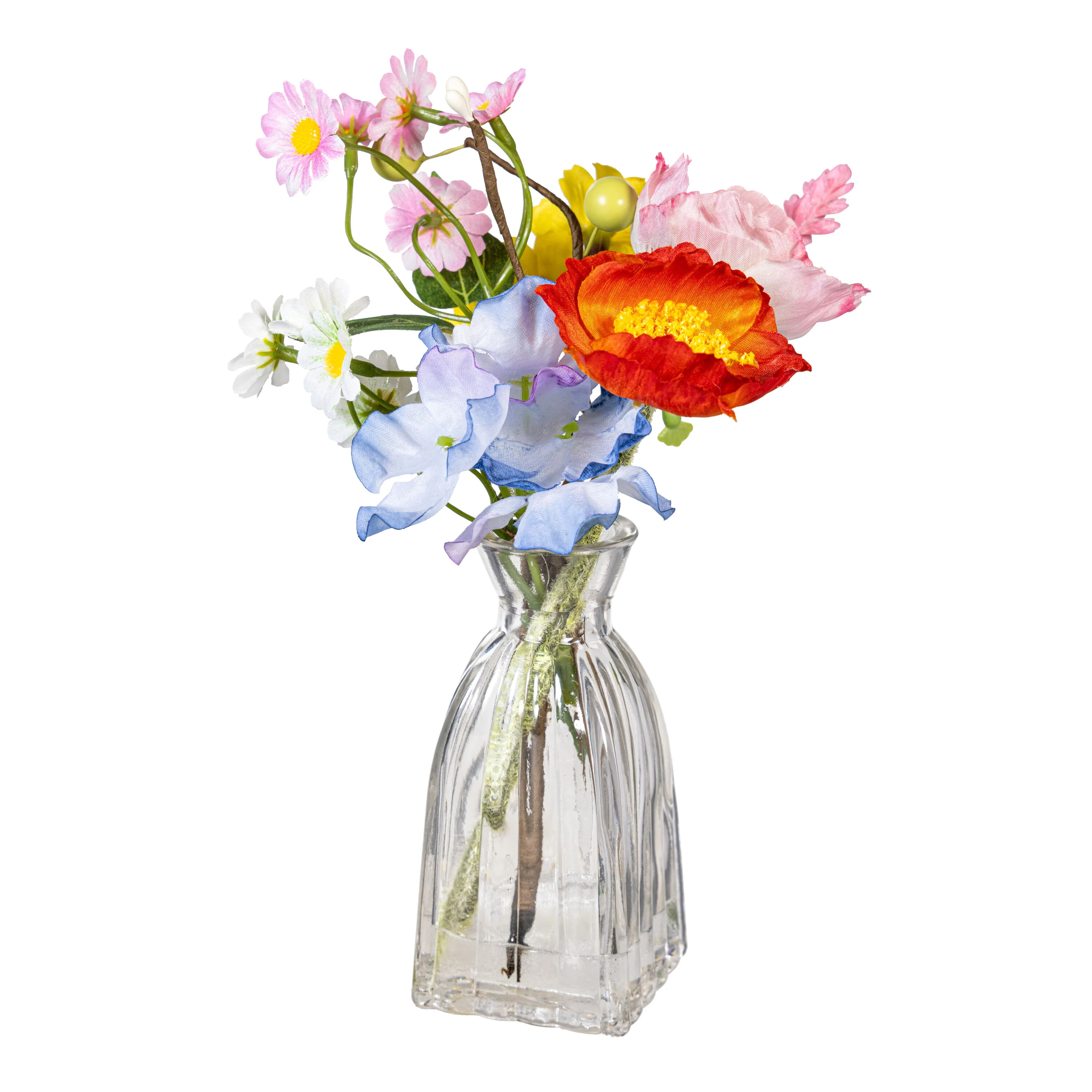Petal & Plow Faux Floral Table Decor Artificial in Glass Vase, 8.25"H - Image 2