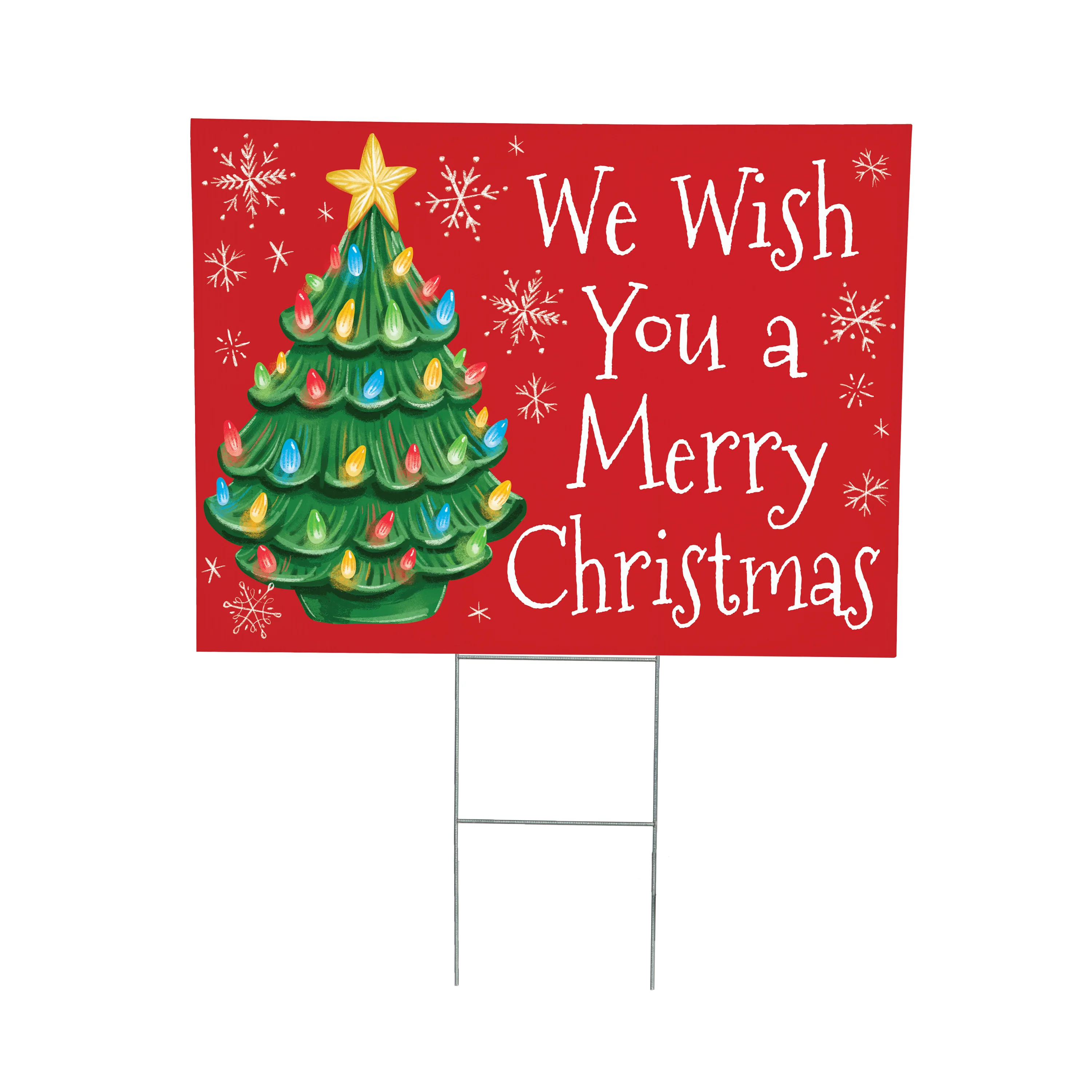 "We Wish You A Merry Christmas" Nostalgia Christmas Tree Yard Sign, 24" x 18" - Image 3
