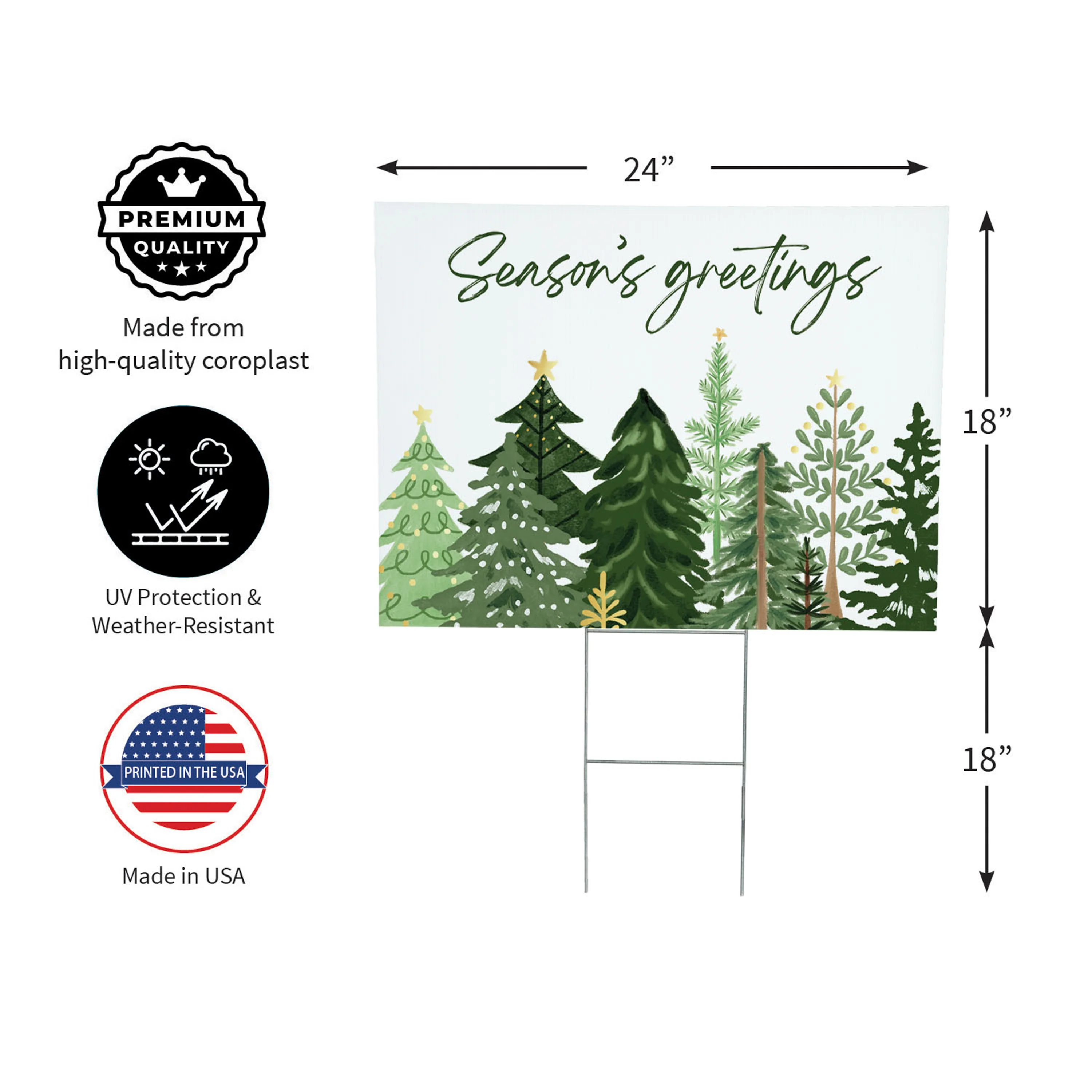 Shades of Emerald Yard Sign, "Seasons Greetings", 24"x18” - Image 3