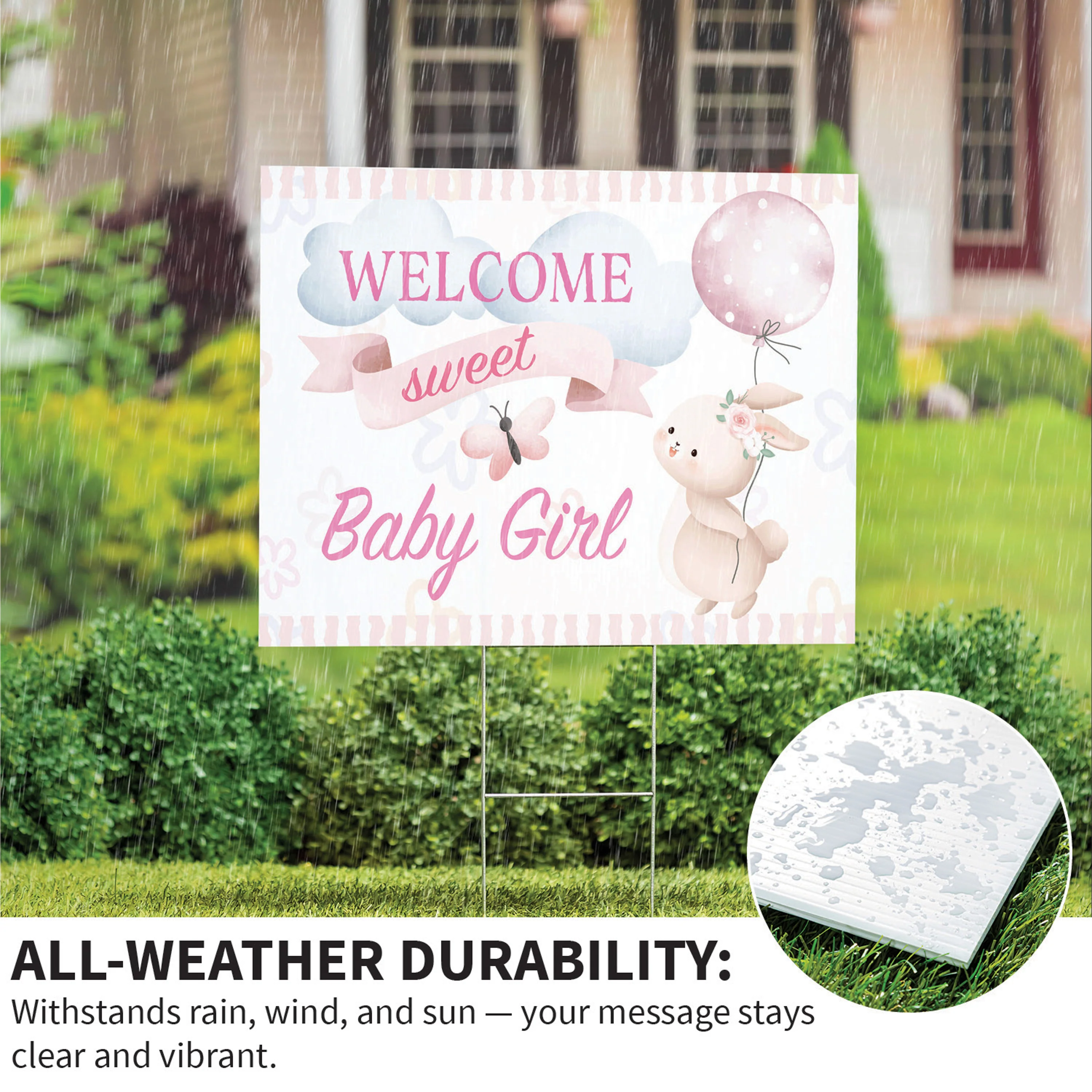Bunny Welcome Baby Girl Yard Sign - Image 5