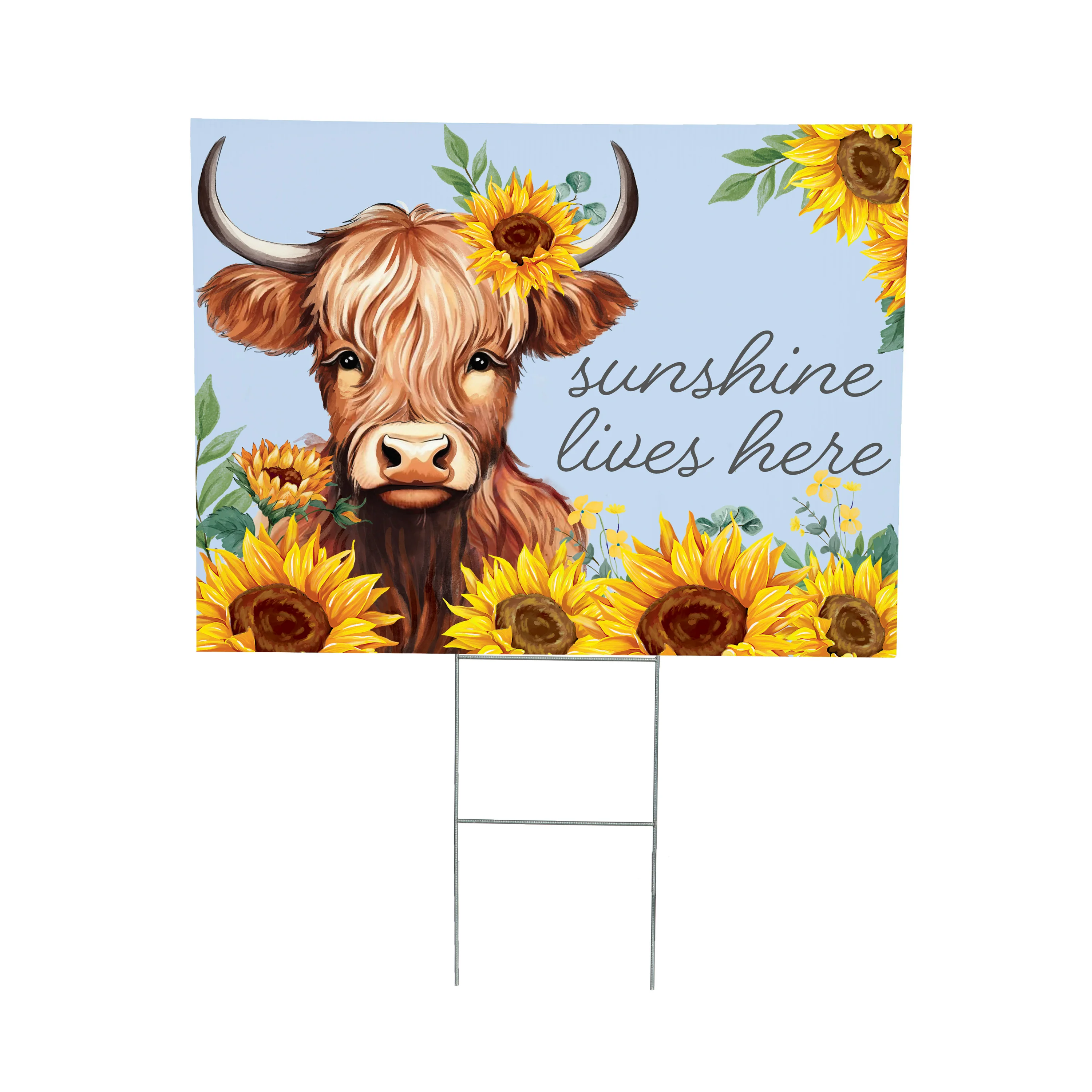 Harvest Blossom Highland Cow and Sunflowers Yard Sign, 24"x18” - Image 2
