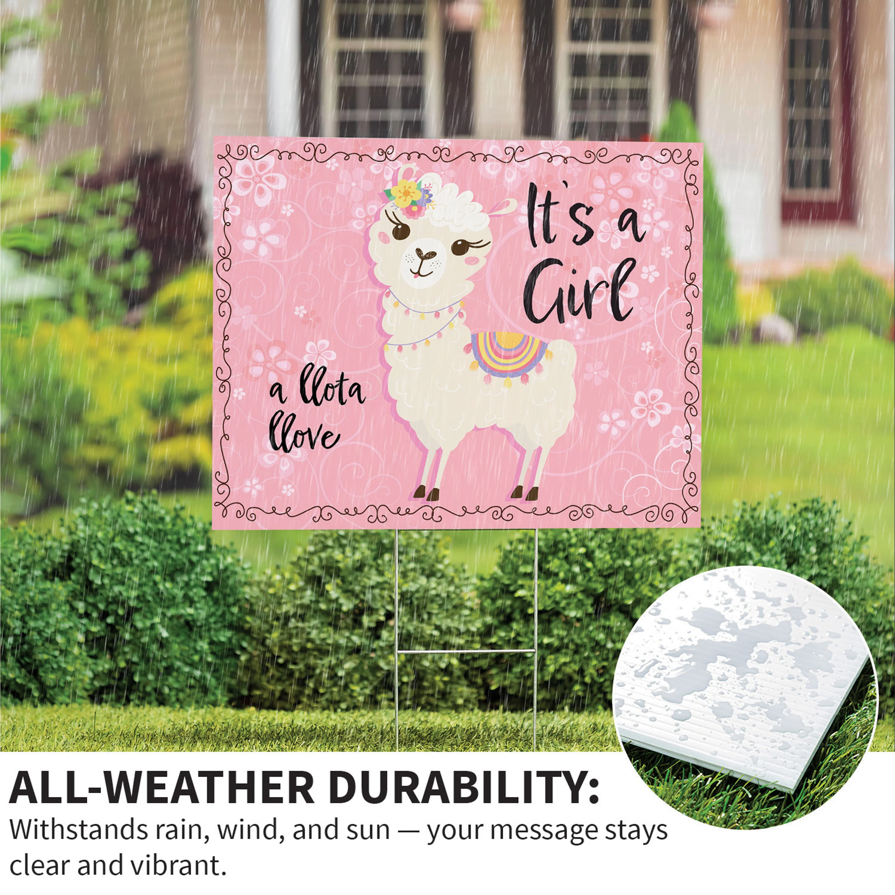 It's a Girl Baby Alpaca Yard Sign - Image 4