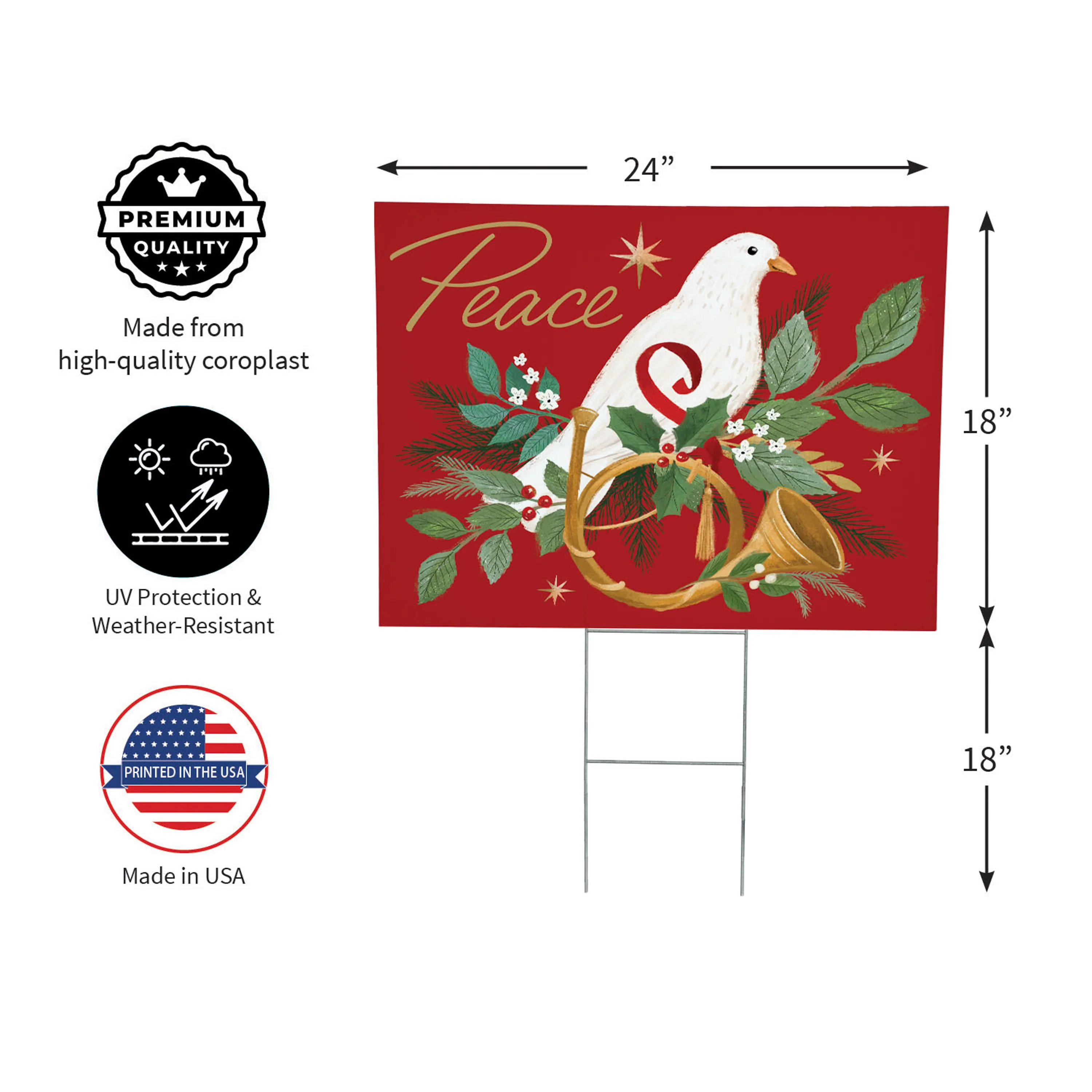 Twas The Night Dove of Peace Yard Sign, 24"x18" - Image 4