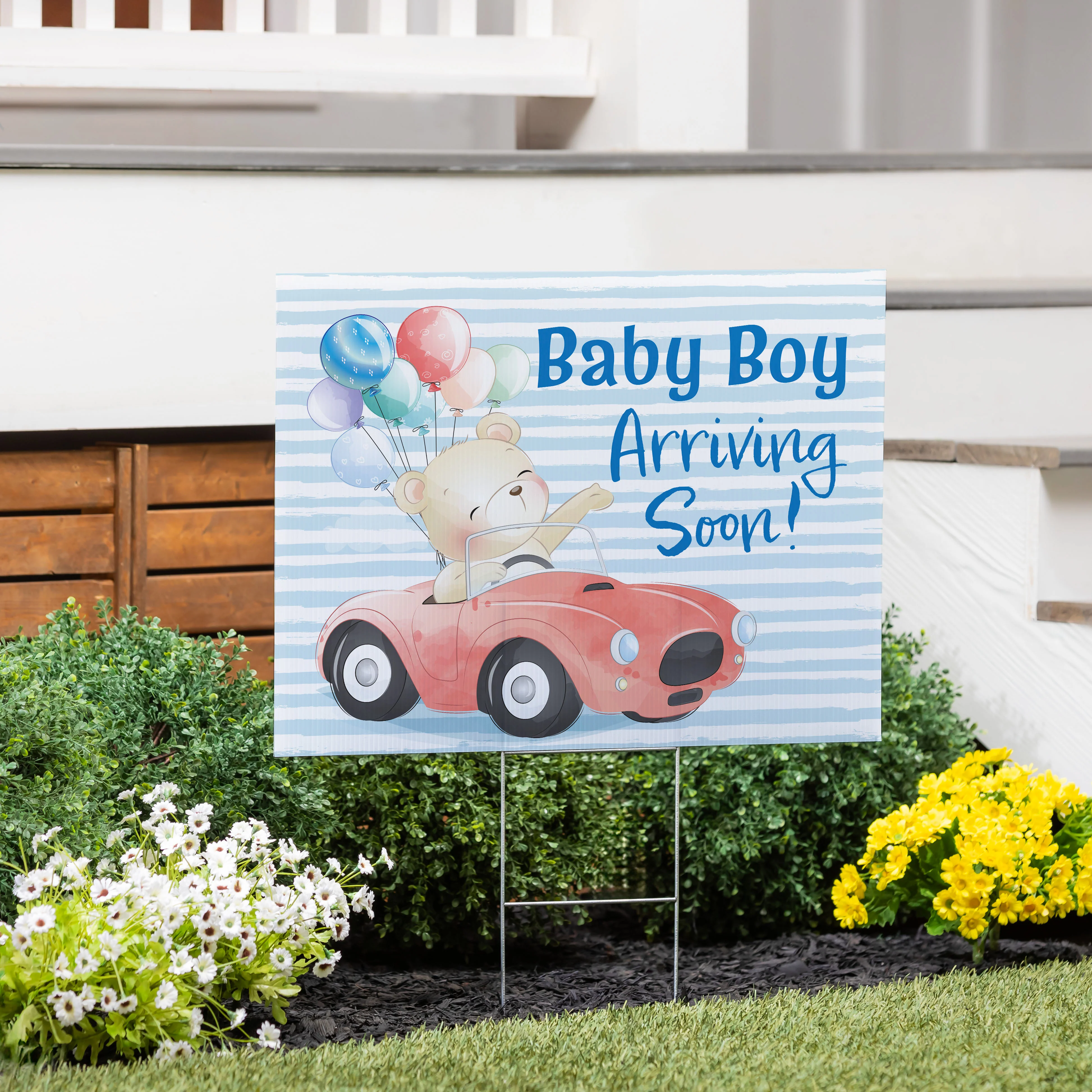 Bear Baby Boy Arriving Soon Yard Sign