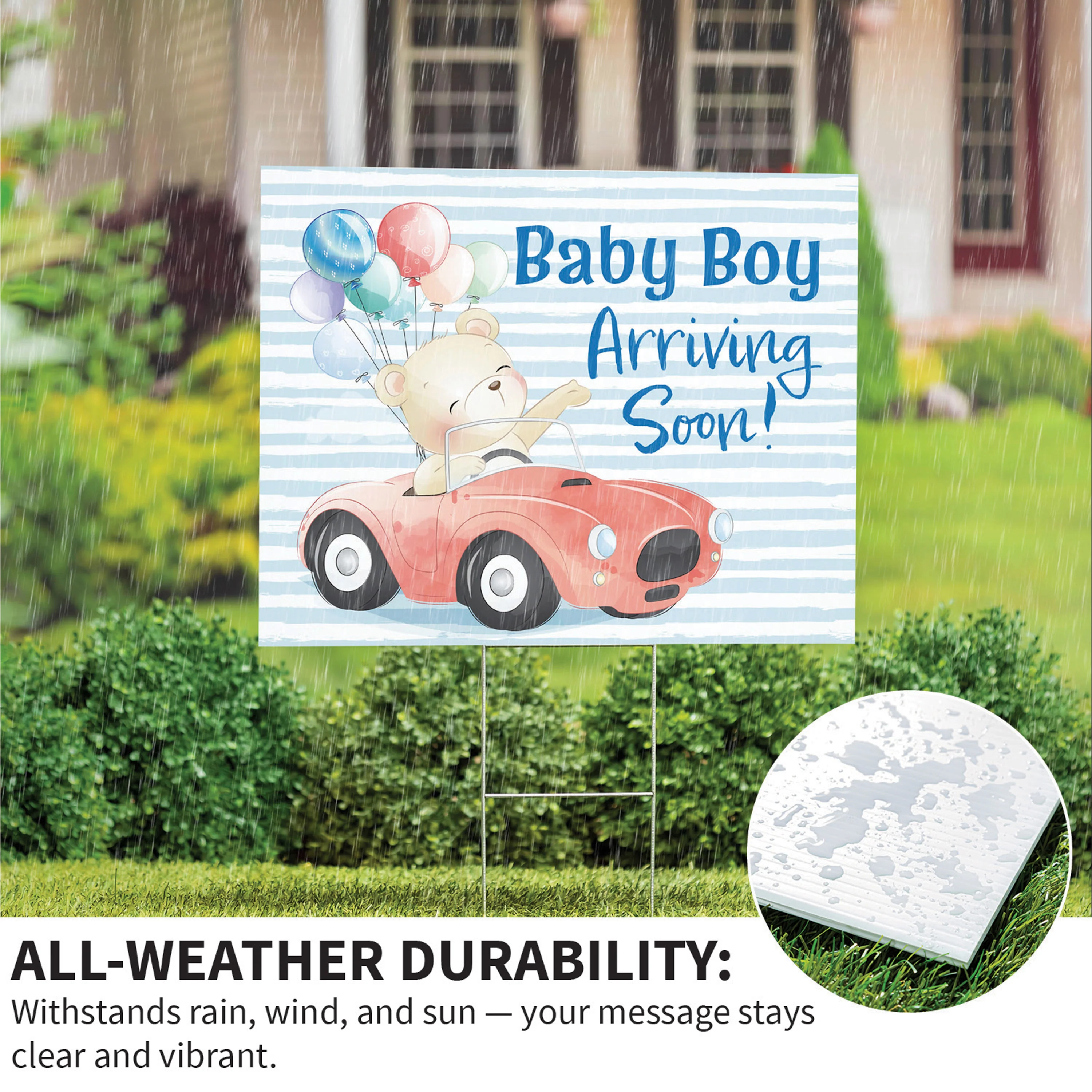 Bear Baby Boy Arriving Soon Yard Sign - Image 4