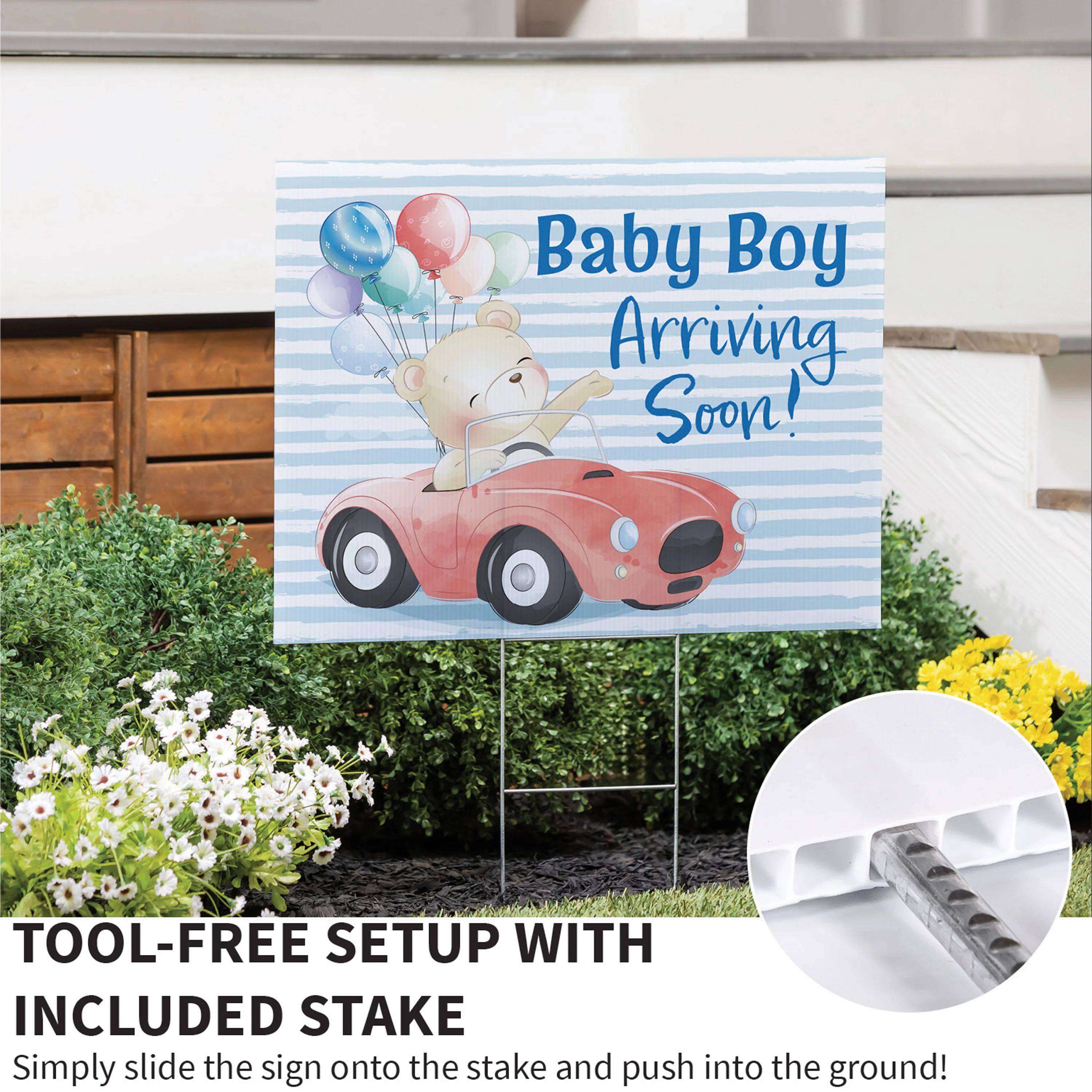 Bear Baby Boy Arriving Soon Yard Sign - Image 5