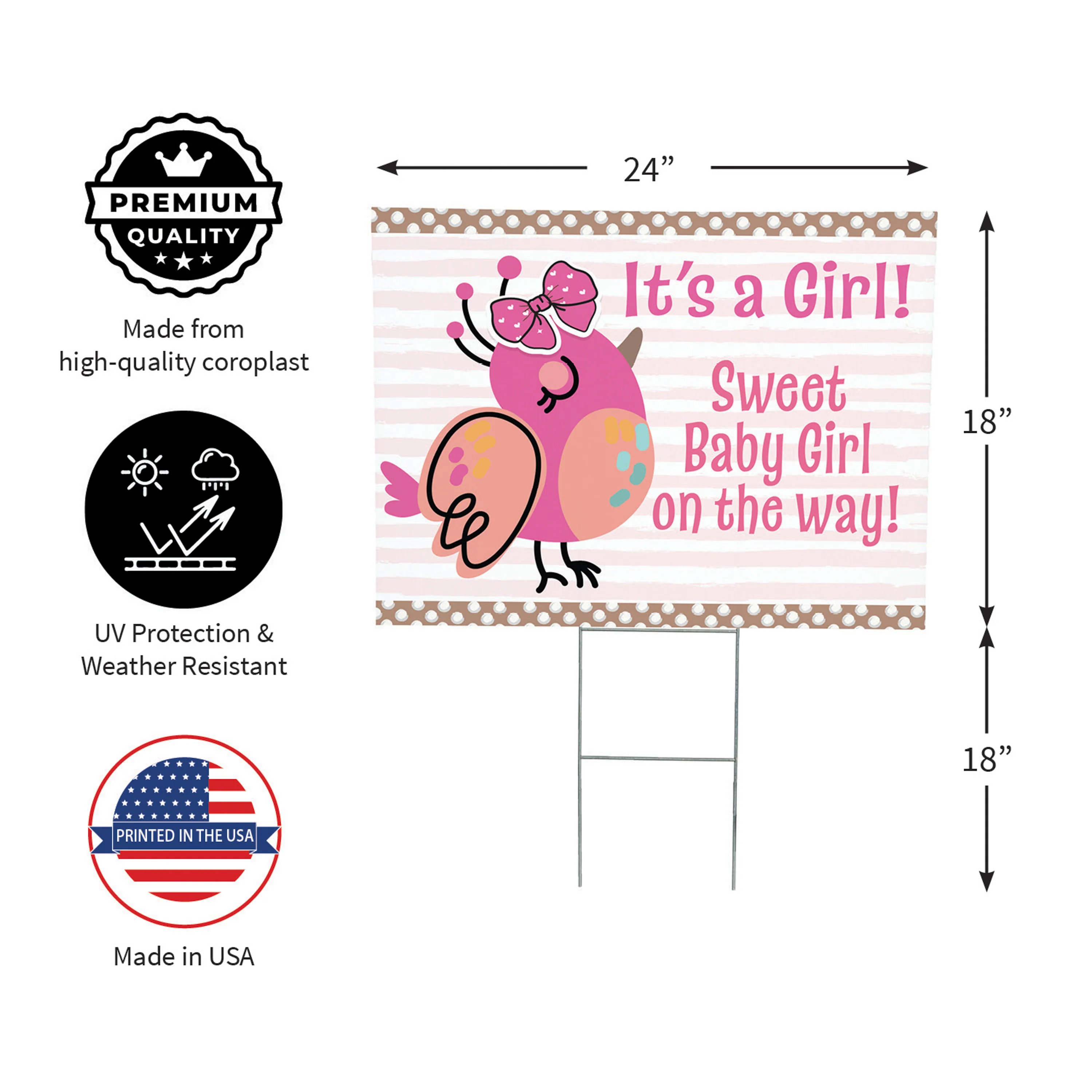 Sweet Baby Girl on the Way Yard Sign - Image 4