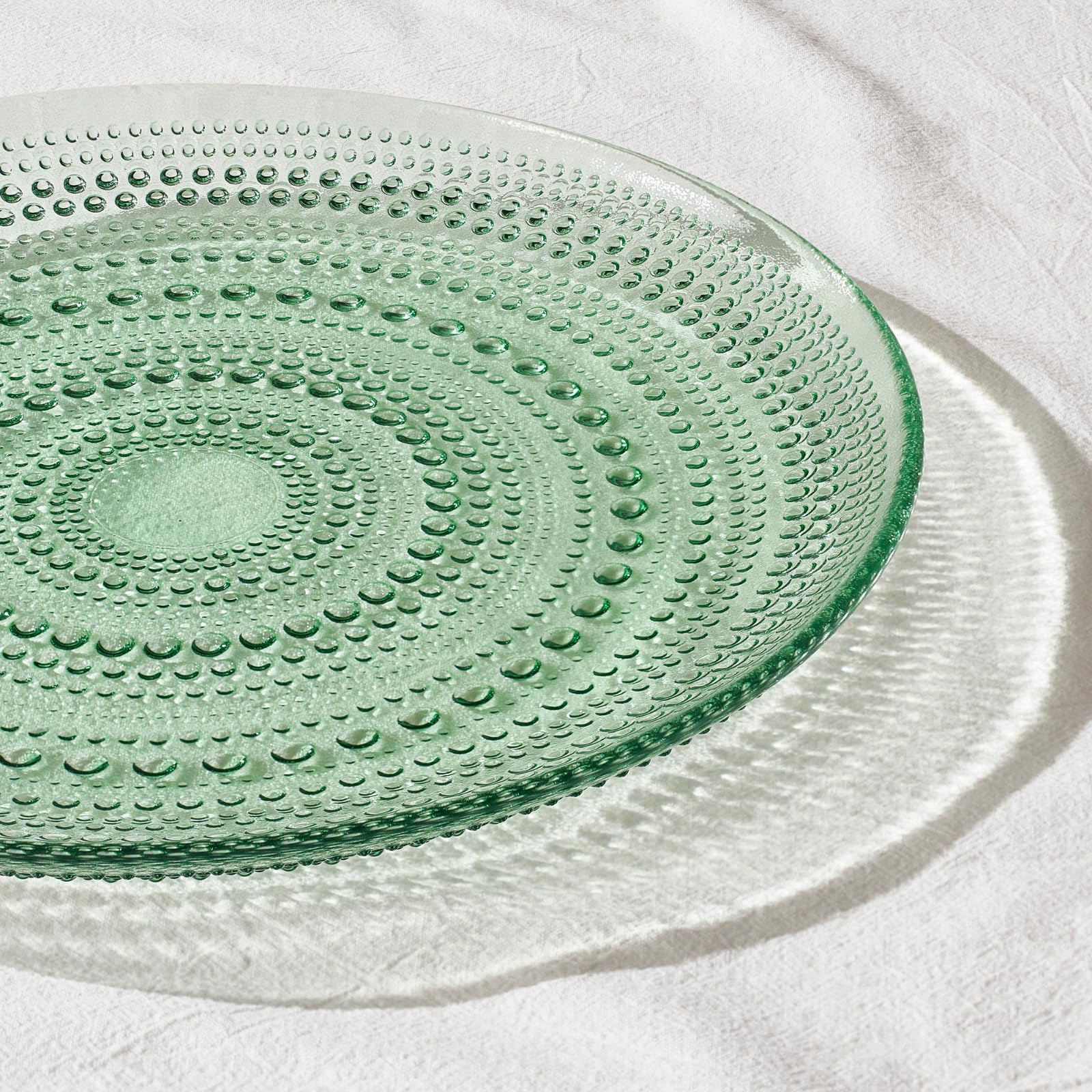 Glass Hobnail Dinner or Charger Plates | Set of 4 | Green - Image 7