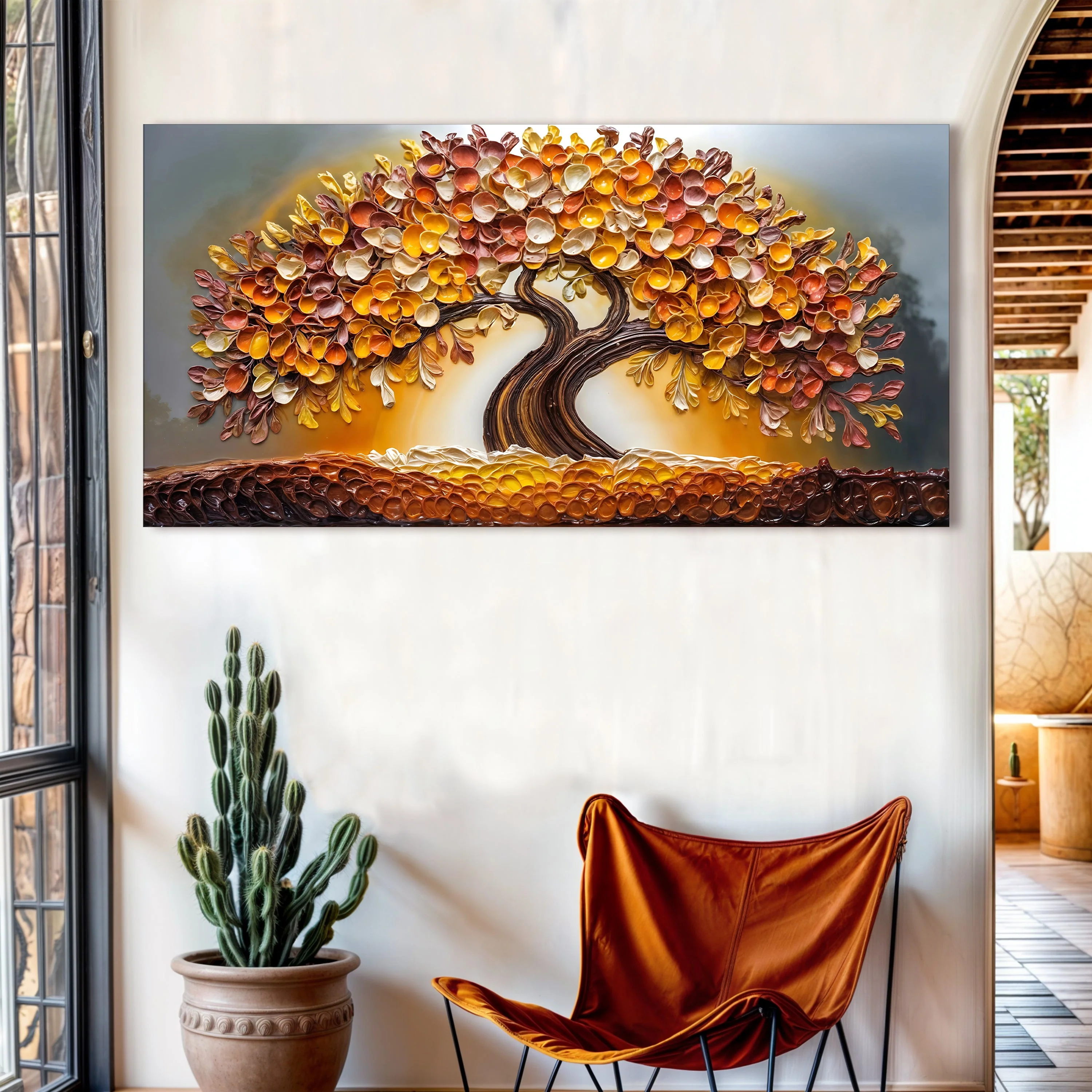 Golden Autumn Impasto Wall Art - Image 3