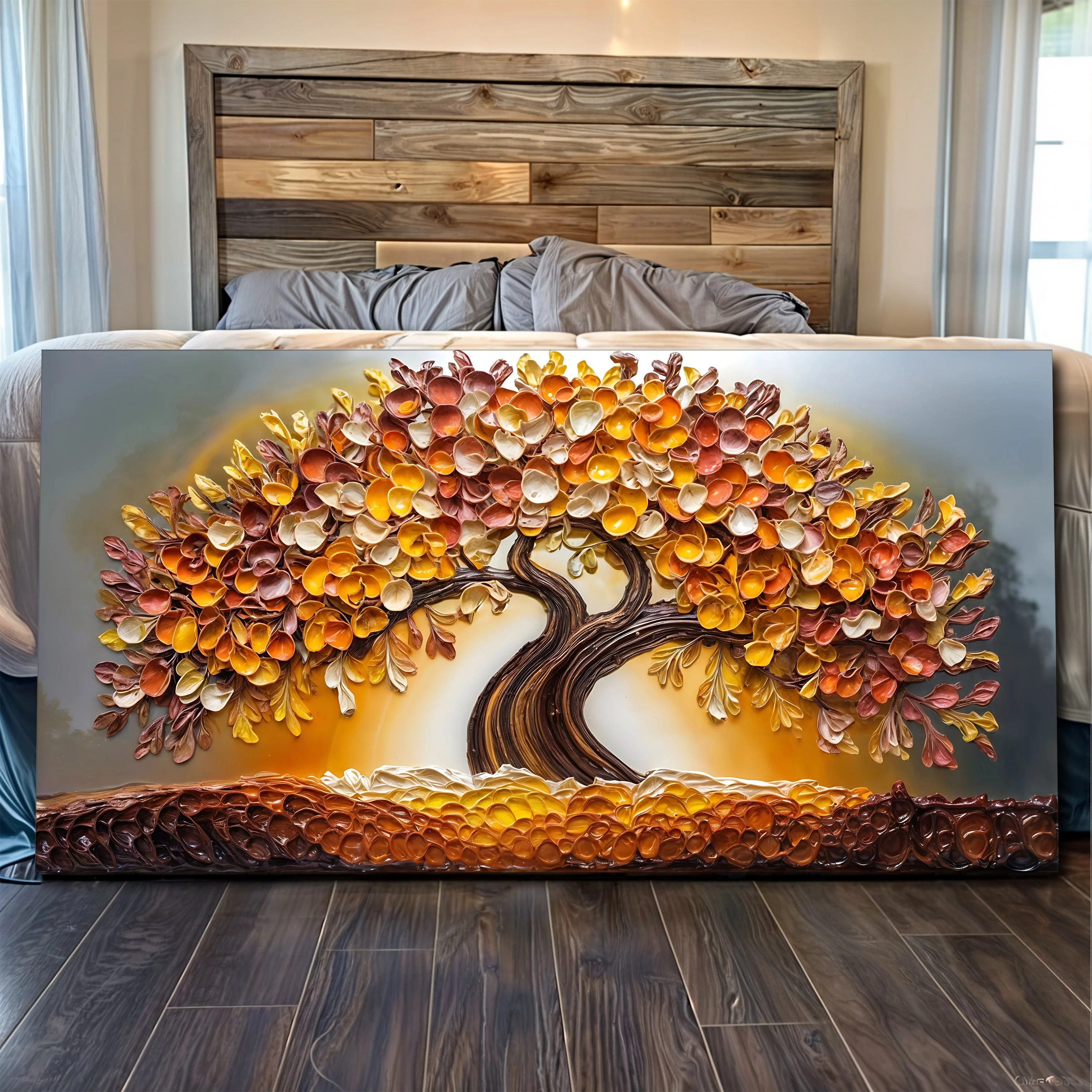 Golden Autumn Impasto Wall Art - Image 4