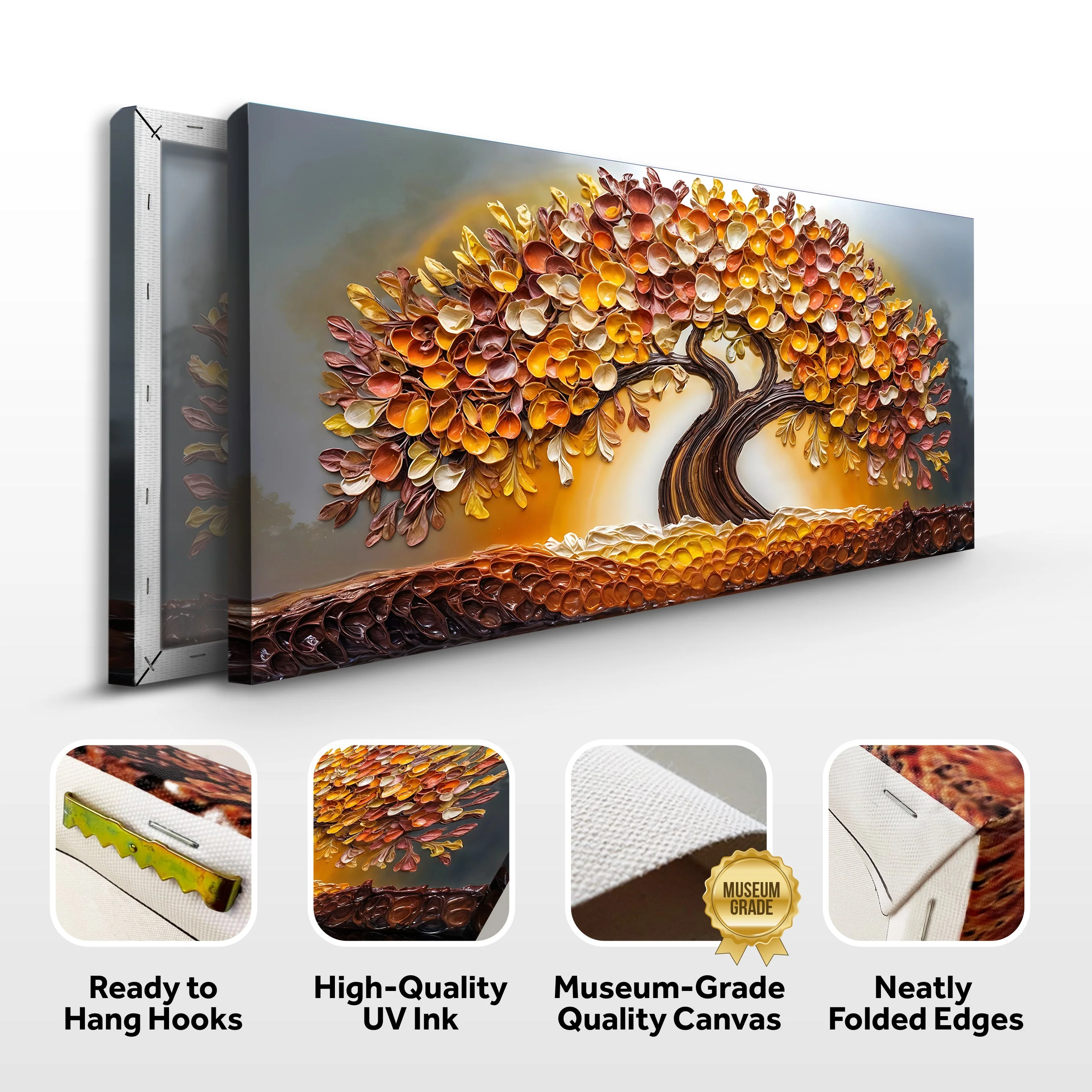 Golden Autumn Impasto Wall Art - Image 7